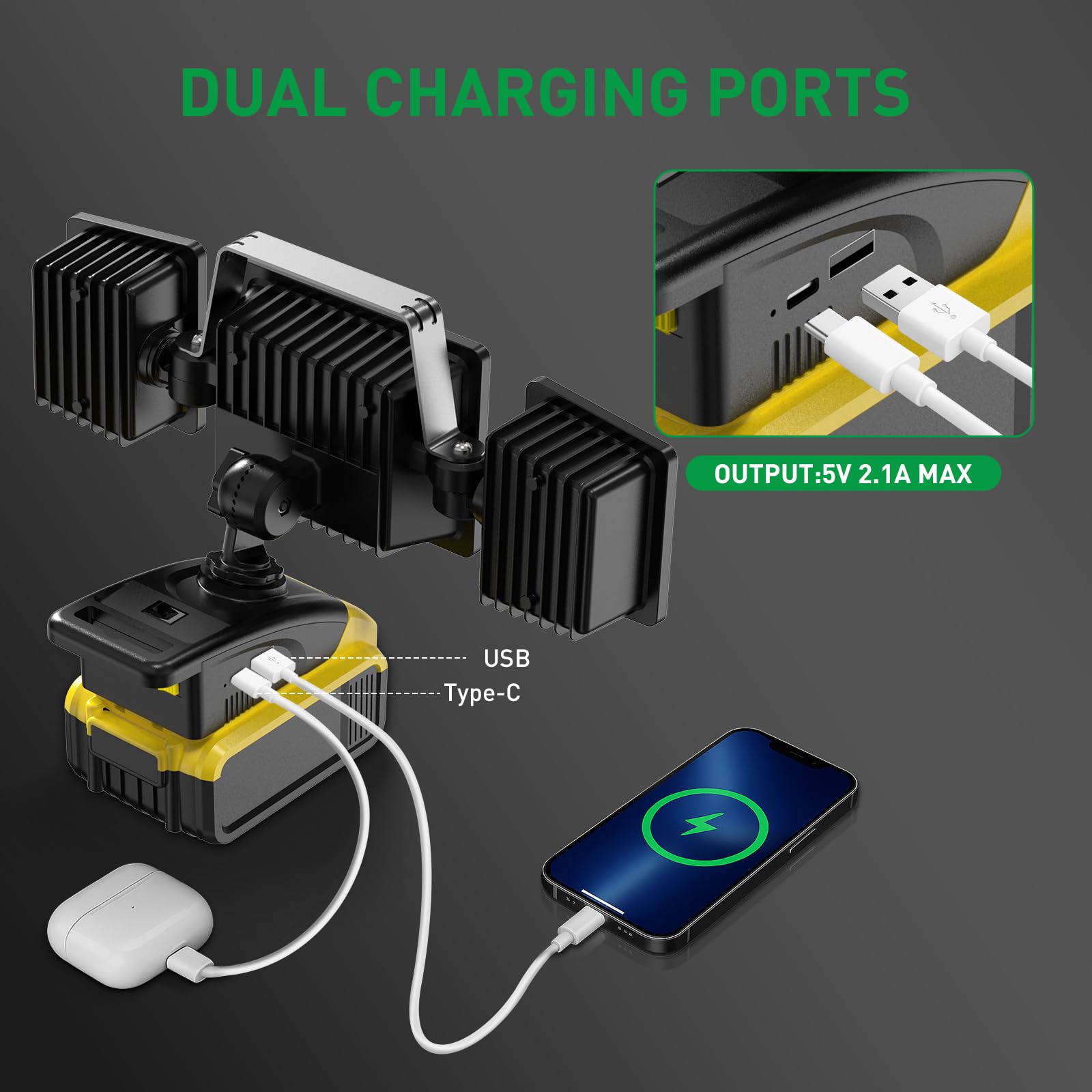Convenient hook enables hanging for hands-free illumination.