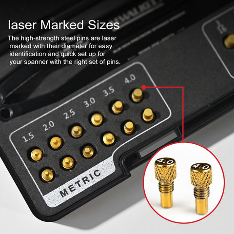 ALWALKEE depth-engraved pin sizes speed quick selection.