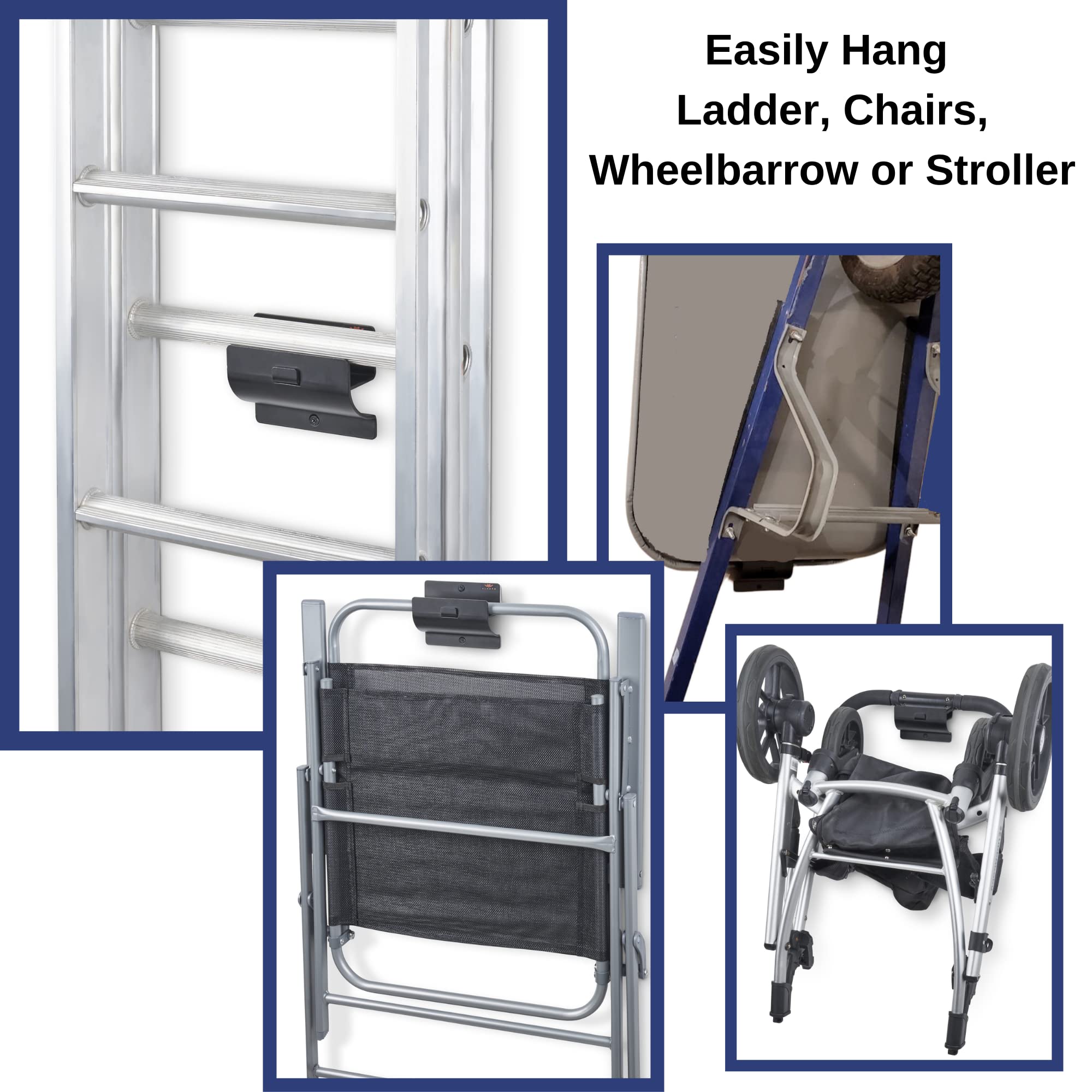 ALWORG ladder hanger neatly stores folding chairs when not in use.