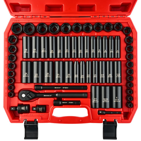 ALWORKKIT 3/8 drive socket set in case for quick access during projects