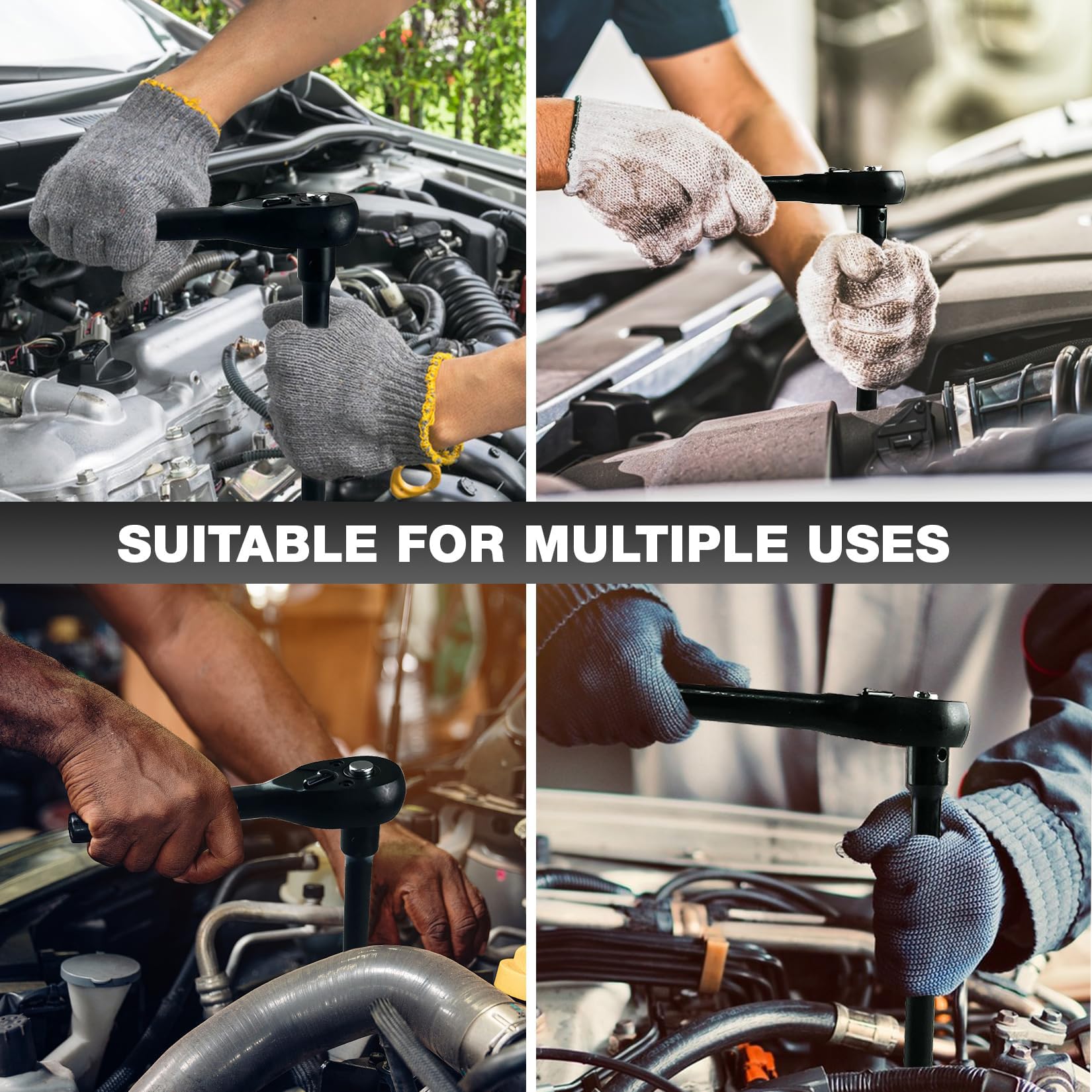 ALWORKKIT 72-tooth ratchet wrench delivers smooth, precise engagement for frequent adjustments.