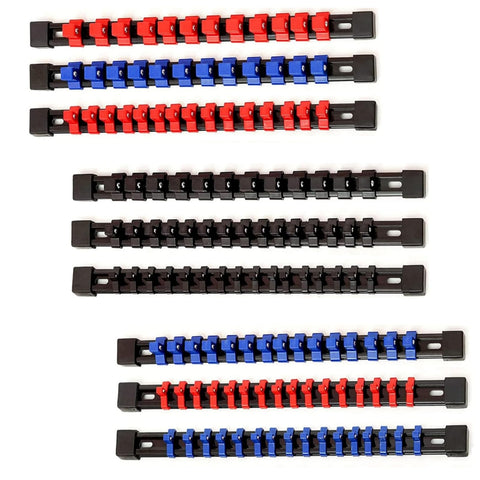 ALWORKKIT ABS socket rail with three drives keeps sockets organized for fast access.