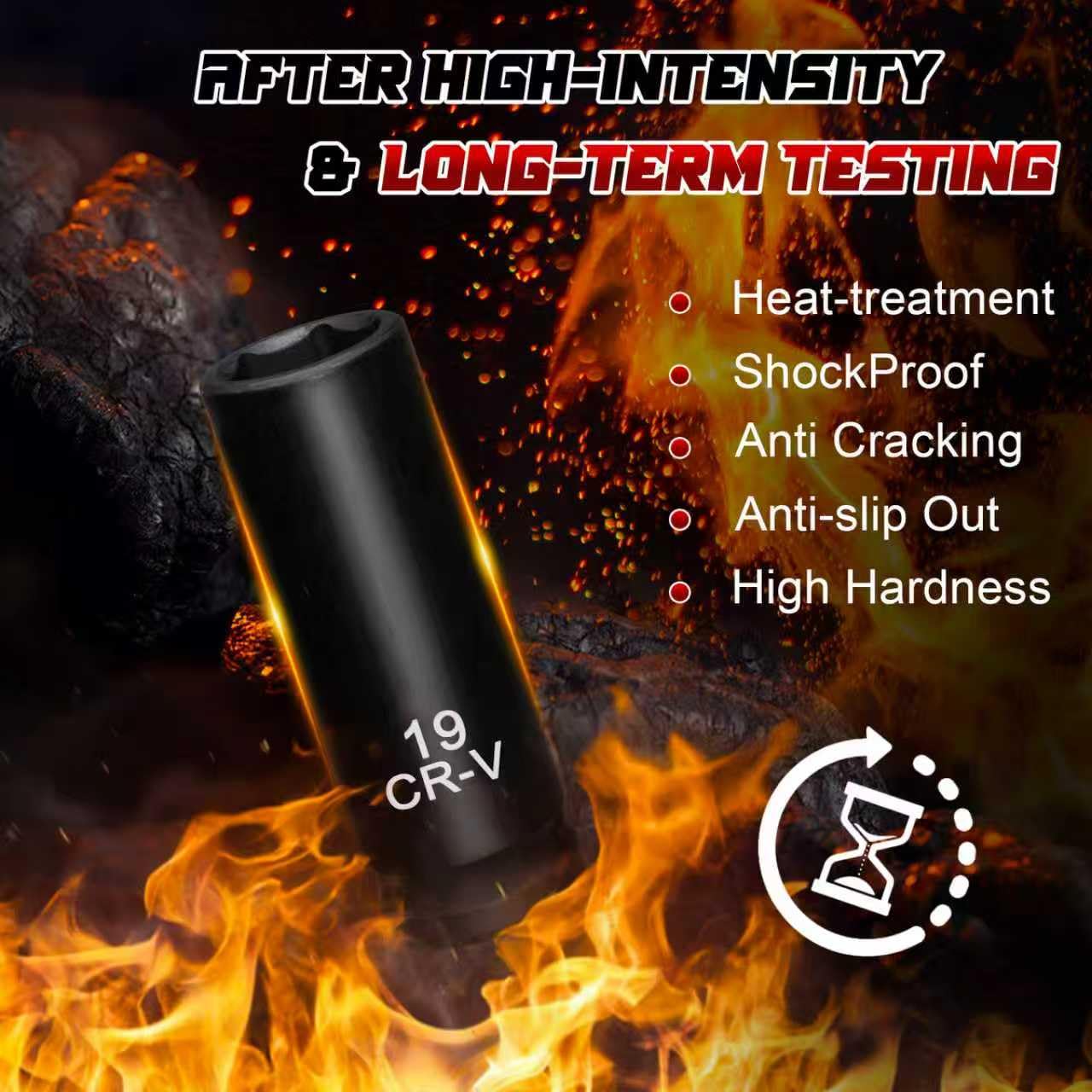 ALWORKKIT chrome vanadium steel sockets highlighting high strength and durability.