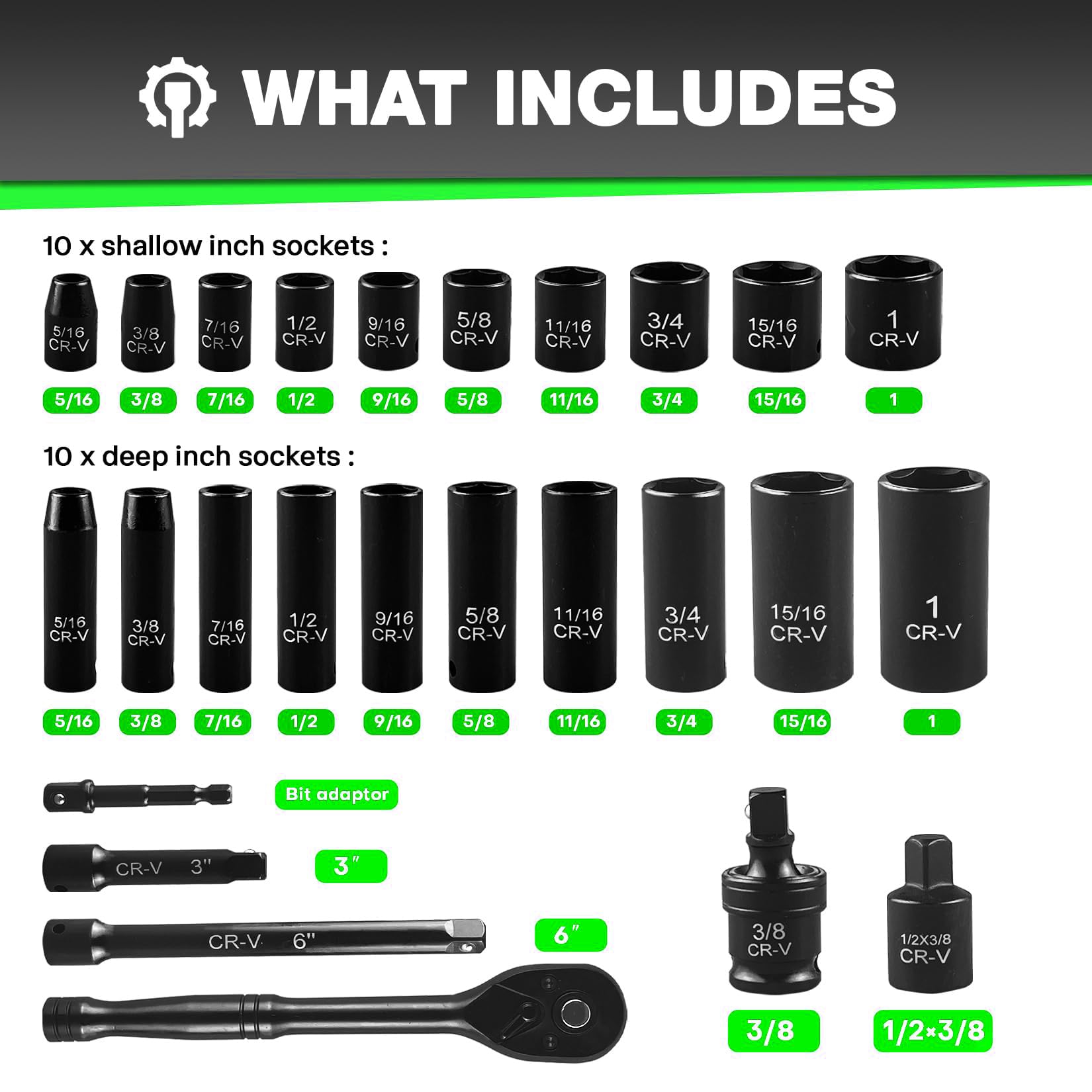 ALWORKKIT shallow metric sockets 8mm-22mm enable nimble access in shallow recesses.
