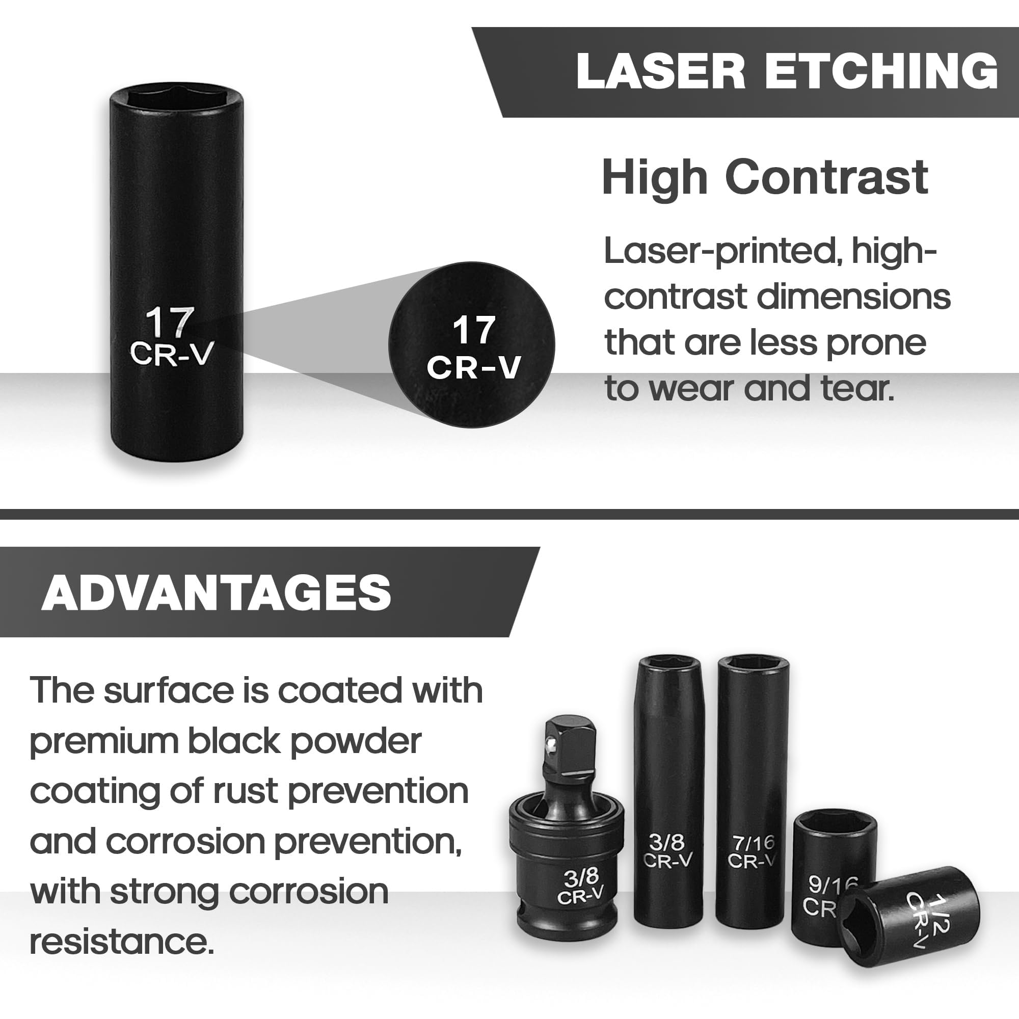 ALWORKKIT shallow SAE sockets 5/16-1 inch ideal for quick, light-duty adjustments.