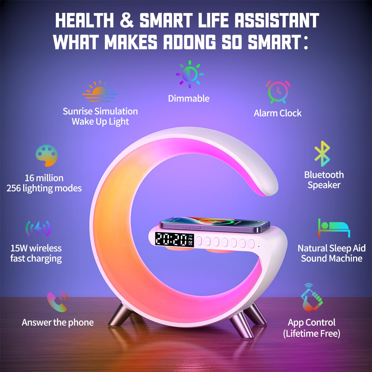 ALYNIC 5-in-1 night light offering soft ambience and sunrise wake-up