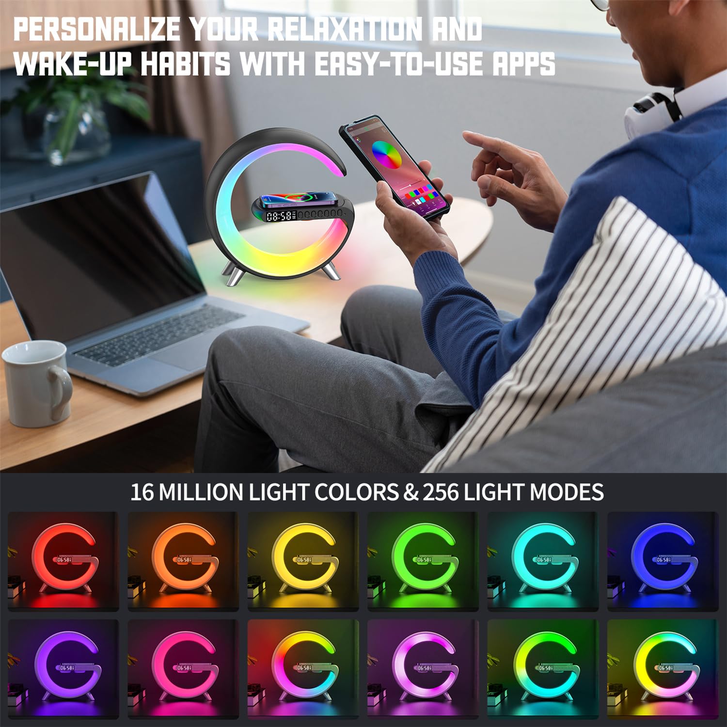 ALYNIC Smart Table Lamp app control lets you customize colors and alarms.