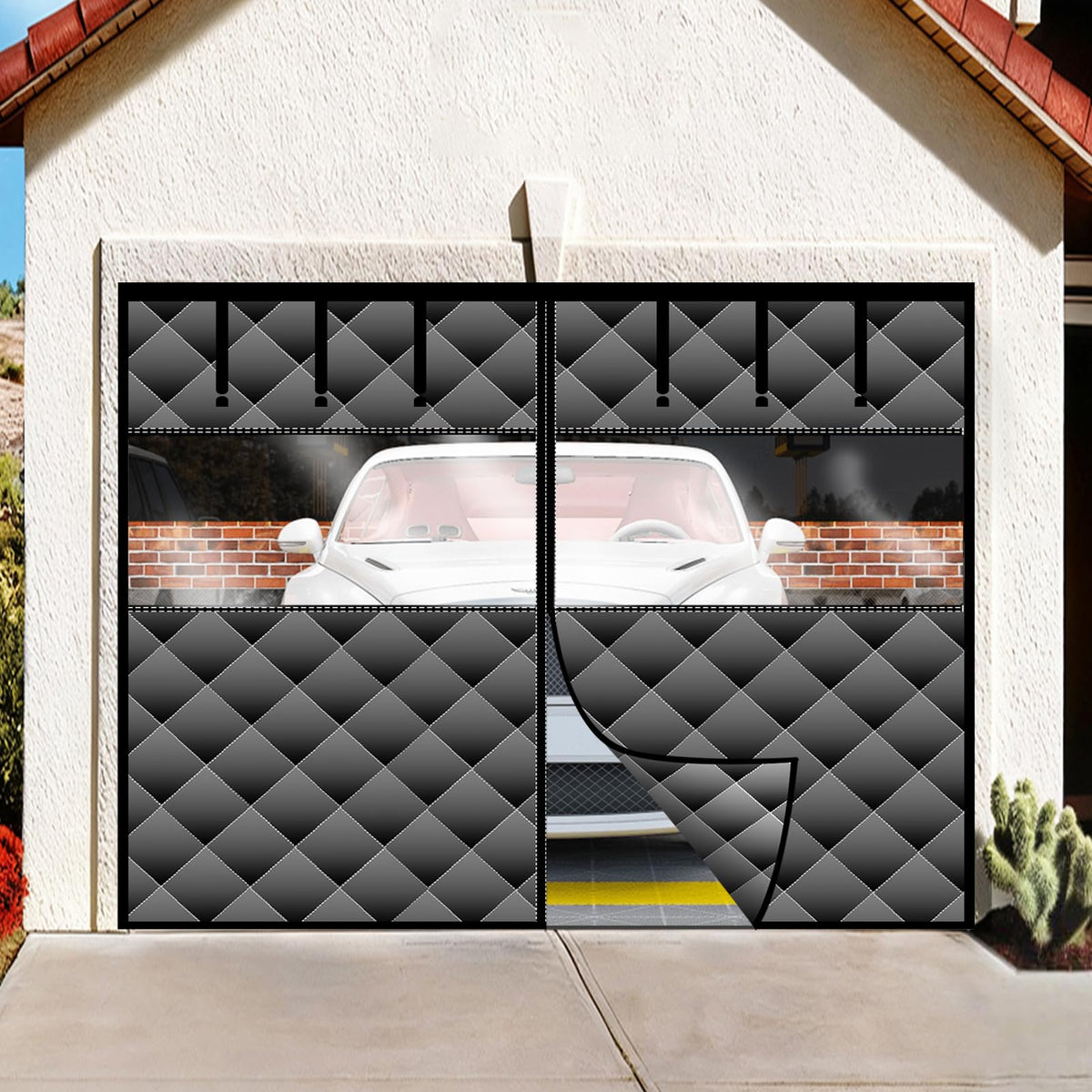 Alyseldy magnetic door curtain with visible window for easy monitoring.