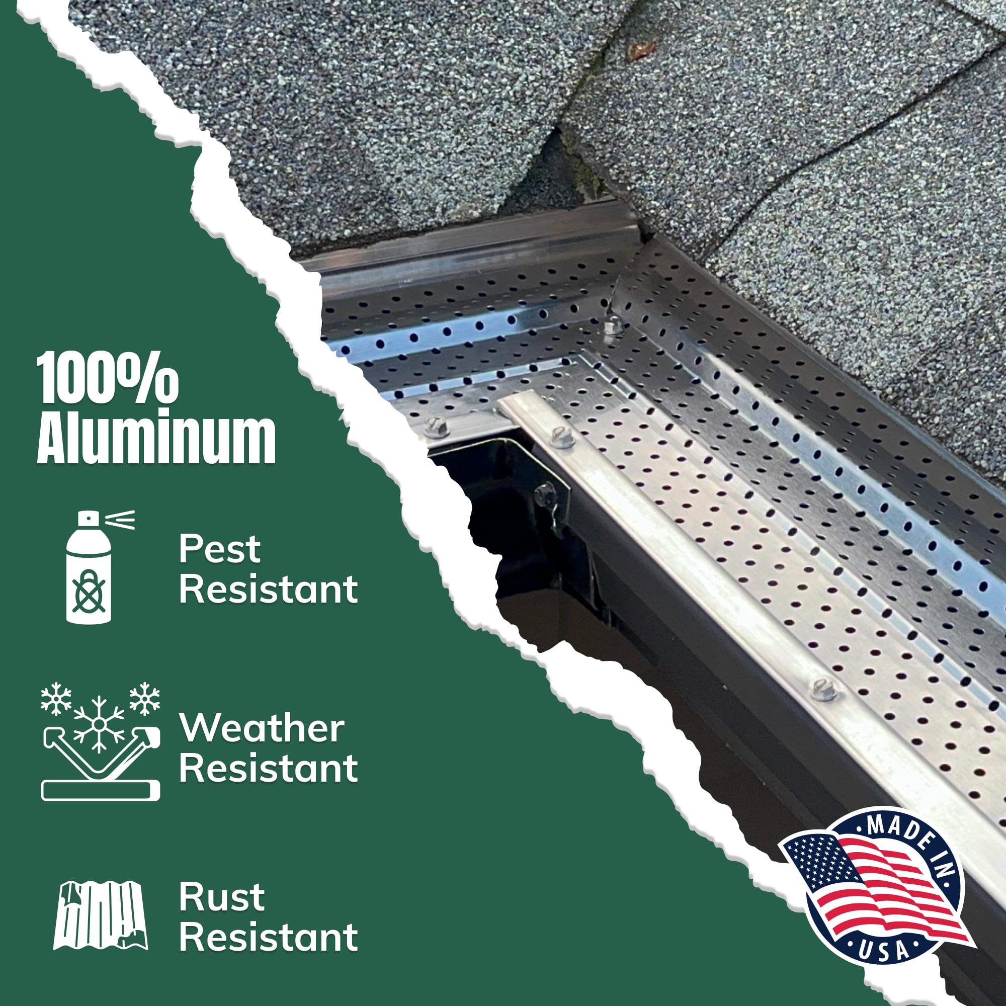 A-M Gutter Guard hidden-hangar compatibility for versatile installation.