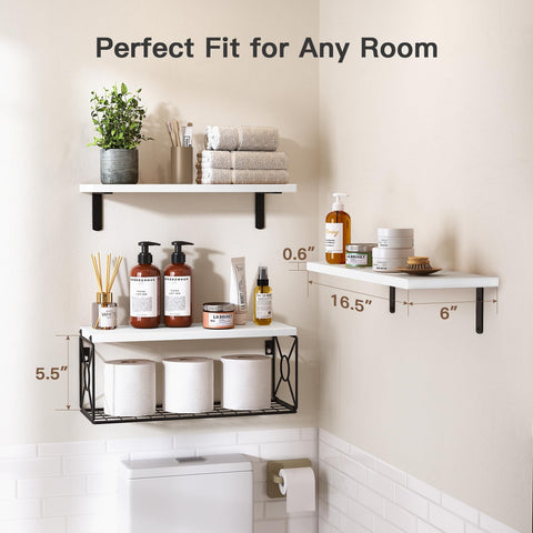 AMADA HOMEFURNISHING amada 3-piece floating shelves showcase Paulownia wood for durable, stylish storage.