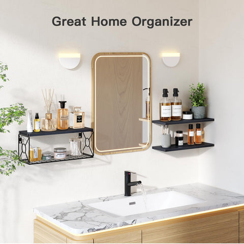 AMADA HOMEFURNISHING set of three wall shelves shown together for versatile organization