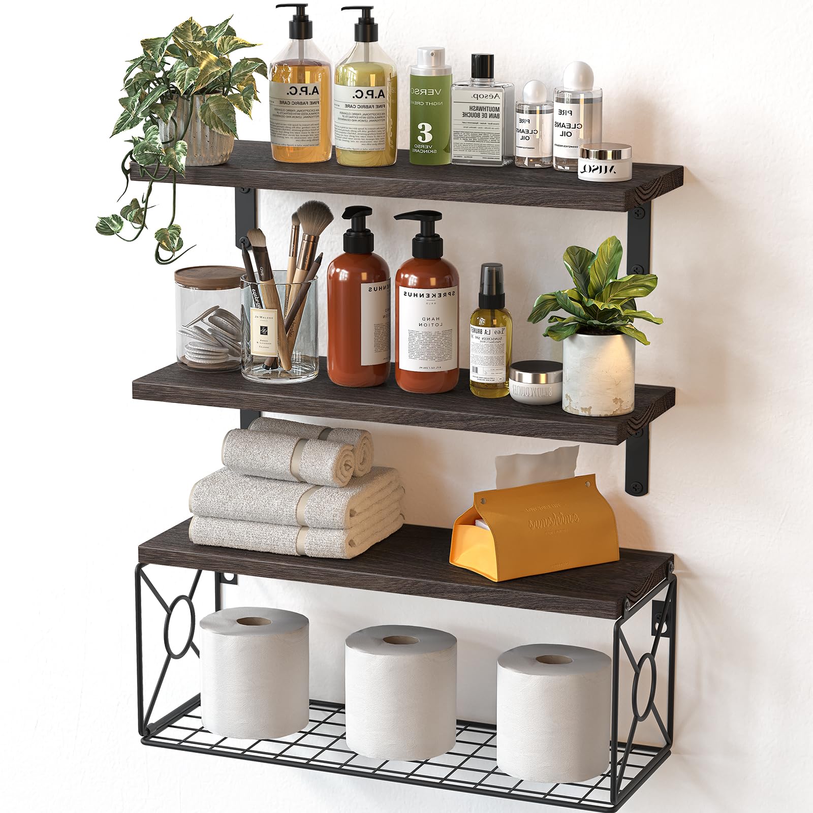 AMADA HomeFurnishing bathroom shelves over toilet show elegant wall storage and easy access.