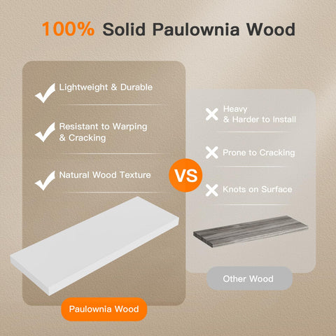 AMADA HOMEFURNISHING amada paulownia wood shelves add natural warmth and durability to walls.