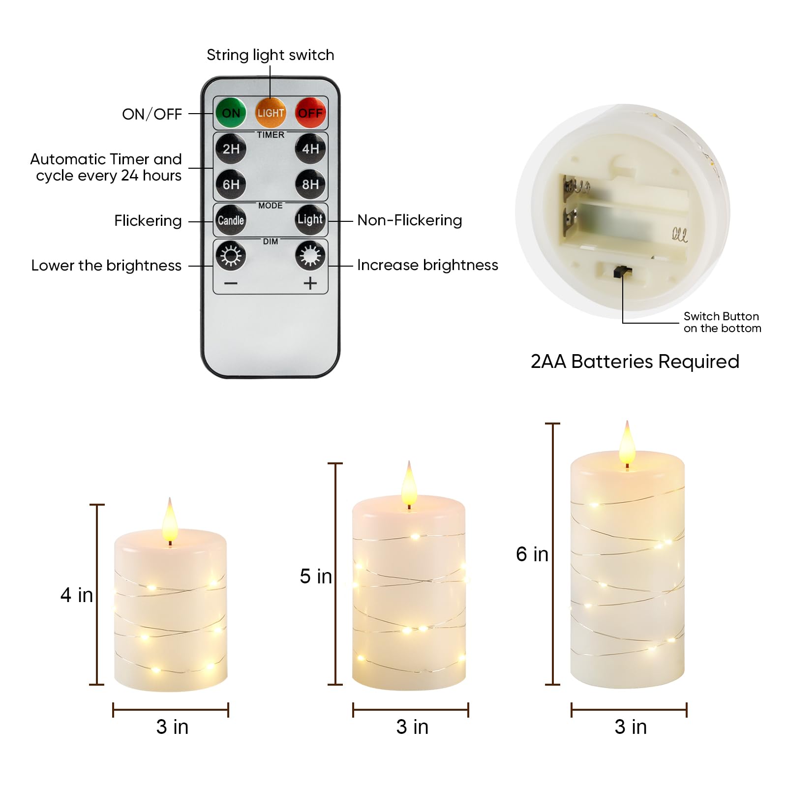 Amagic fairy lights around candle provide magical sparkle for ambiance.