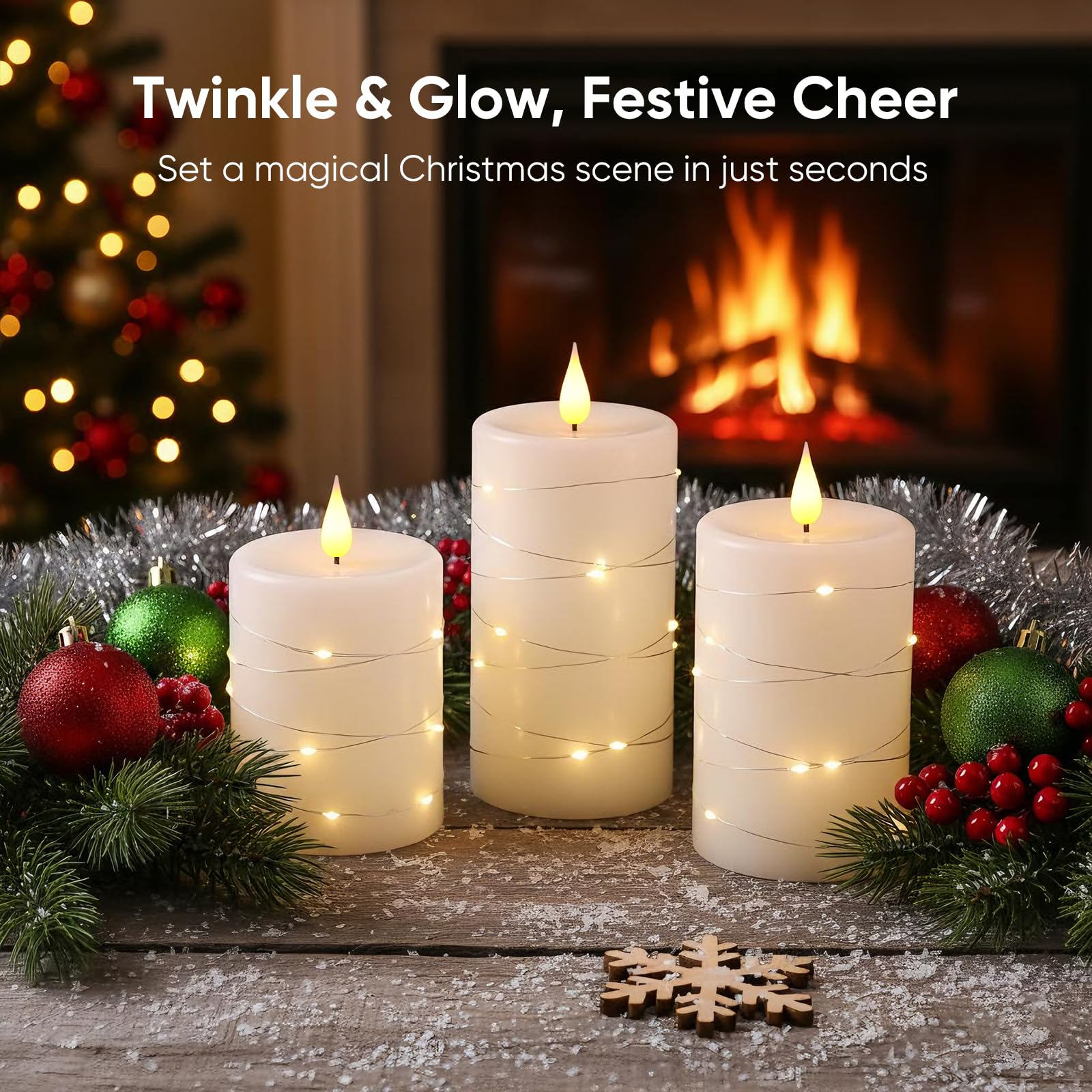 Amagic flameless candle 5-inch highlights a soft glow, perfect for dinner tables.