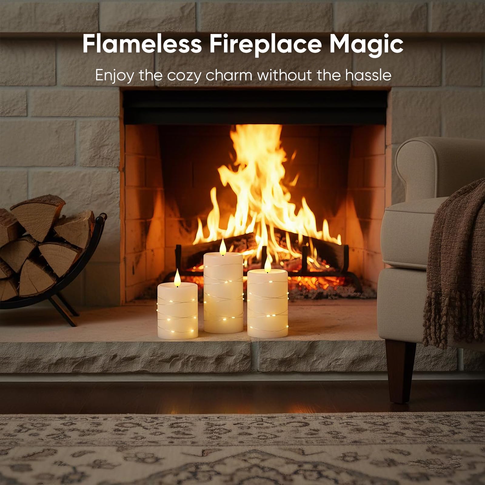 Amagic flameless candle 6-inch adds ambient height for mantle decor.