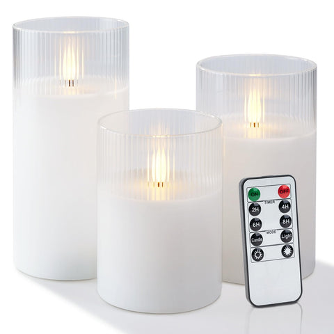 Amagic glass flameless candle with remote for easy ambiance control.