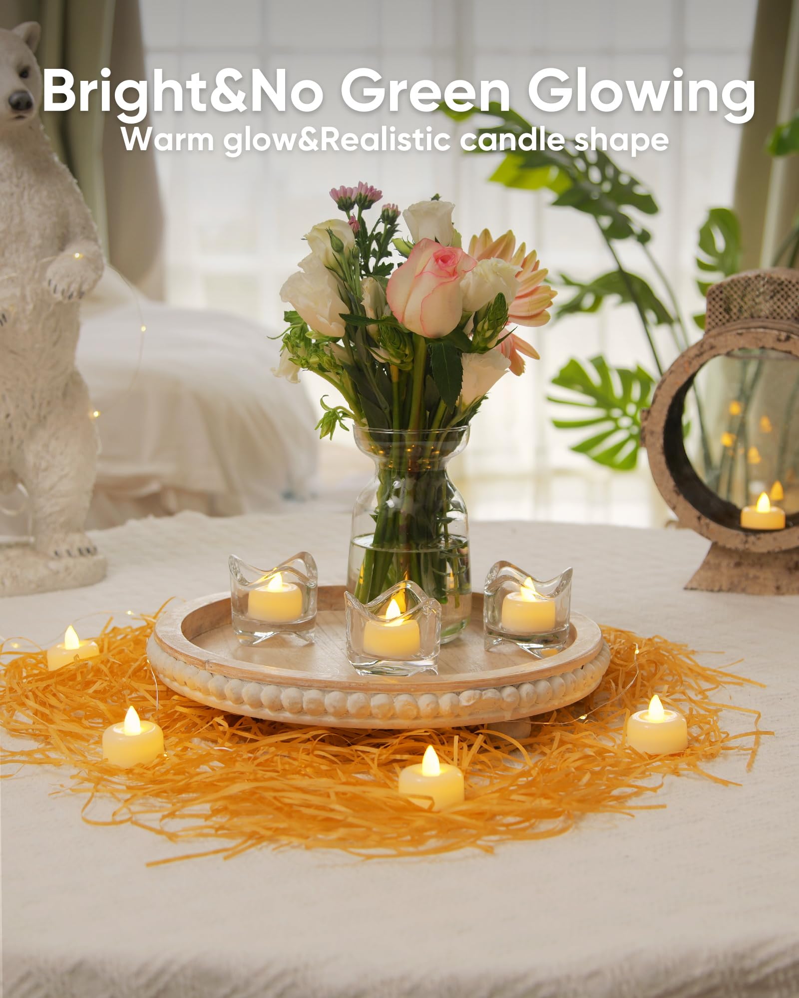 Amagic holiday dining setup with tea lights adds subtle, warm atmosphere