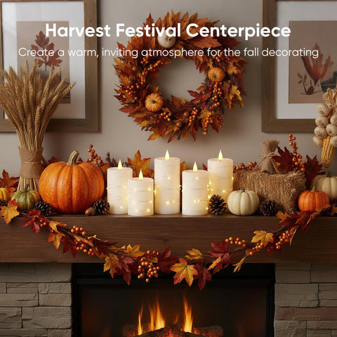 Amagic home decor candle setup suitable for Halloween and Christmas displays.