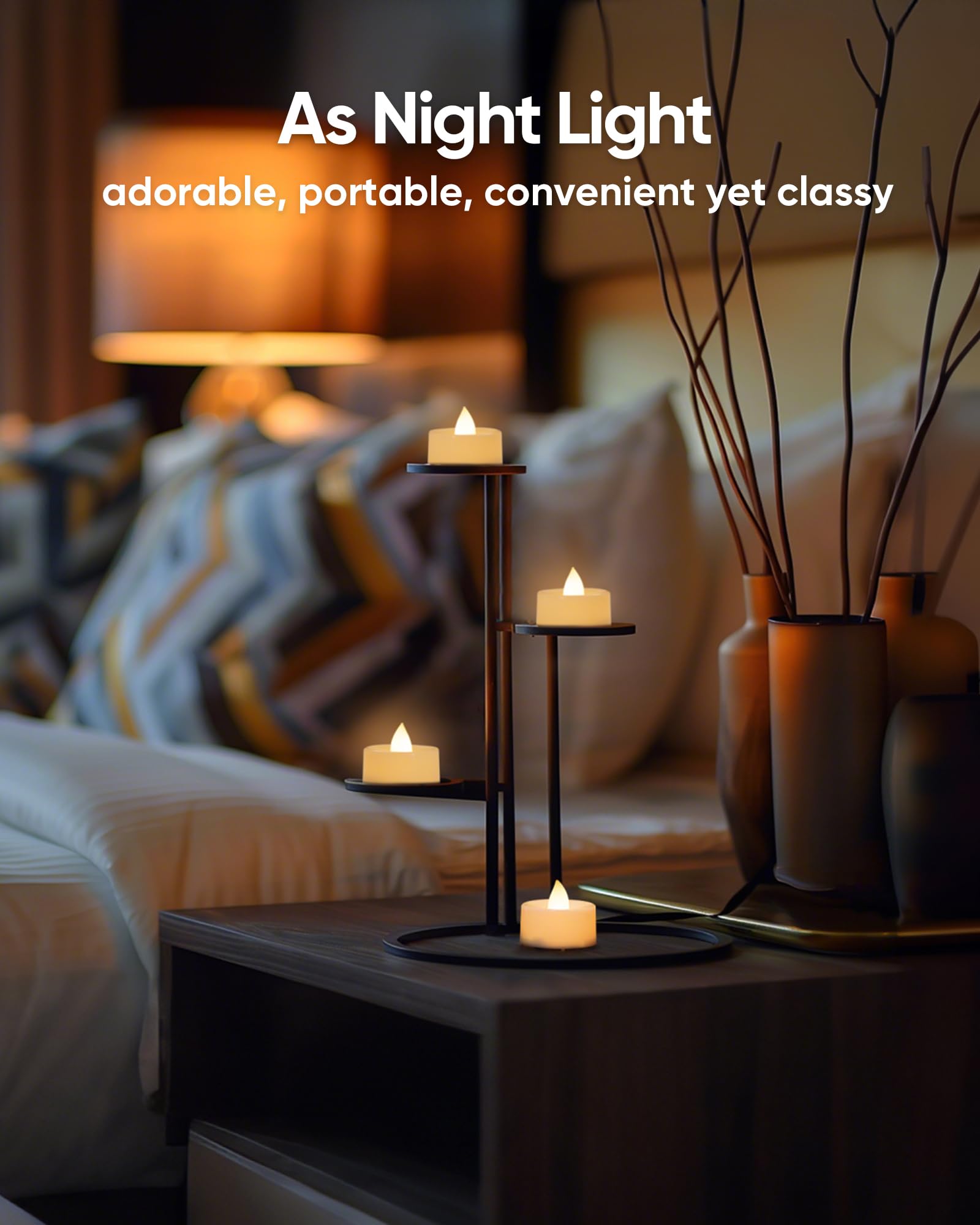 Amagic home decor tea lights brighten shelves, mantles, and patios