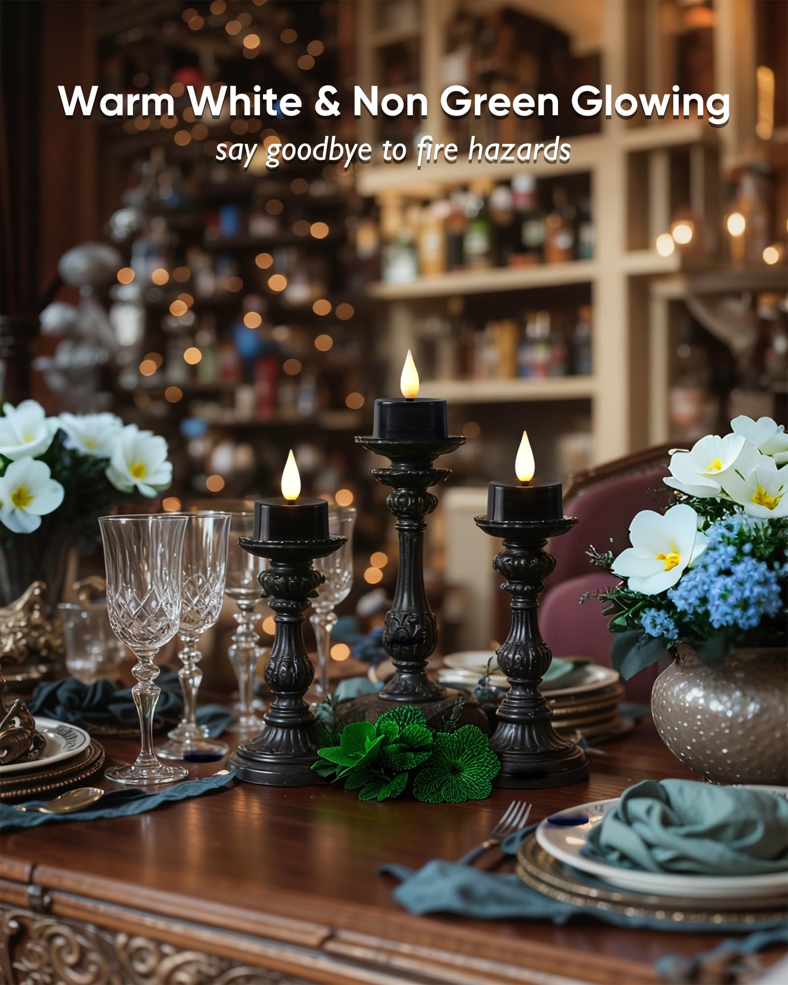 Amagic LED tealight with dripping wax look enhances vintage ambiance safely.