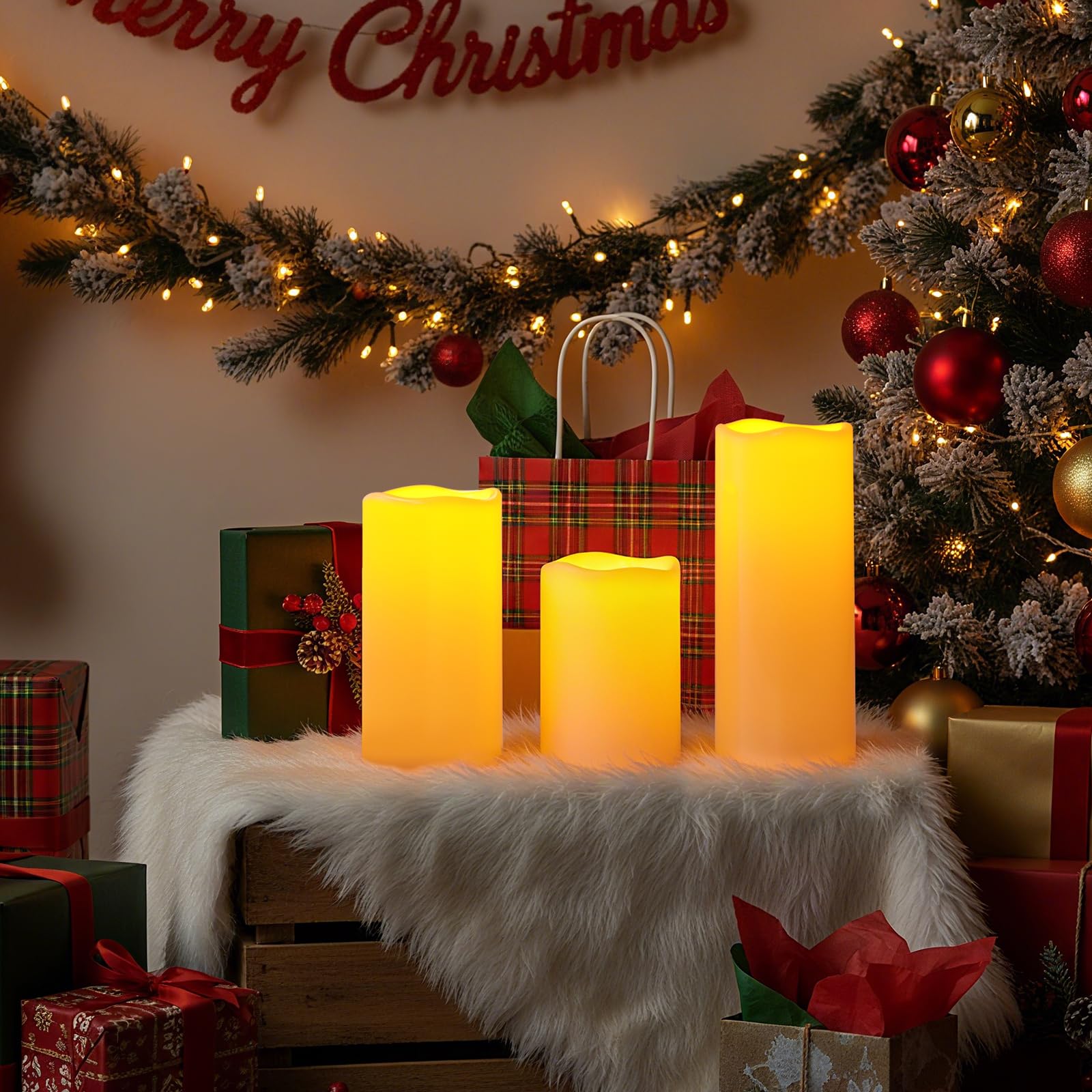 Amagic 10 inch ivory flameless candle for dramatic table centerpieces and lantern setups.