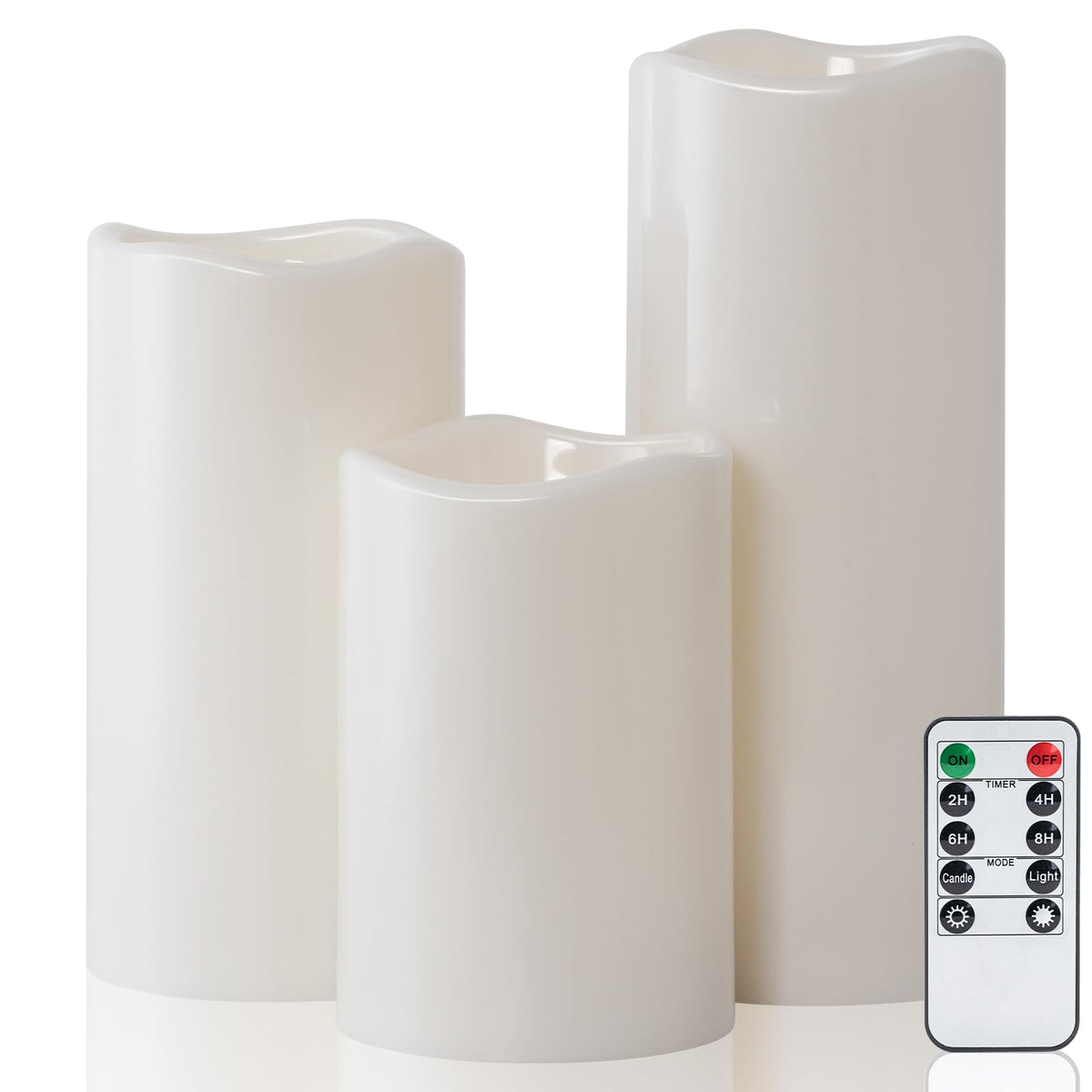 Amagic 4x6 inch ivory flameless candle for porch ambience and safe outdoor use.