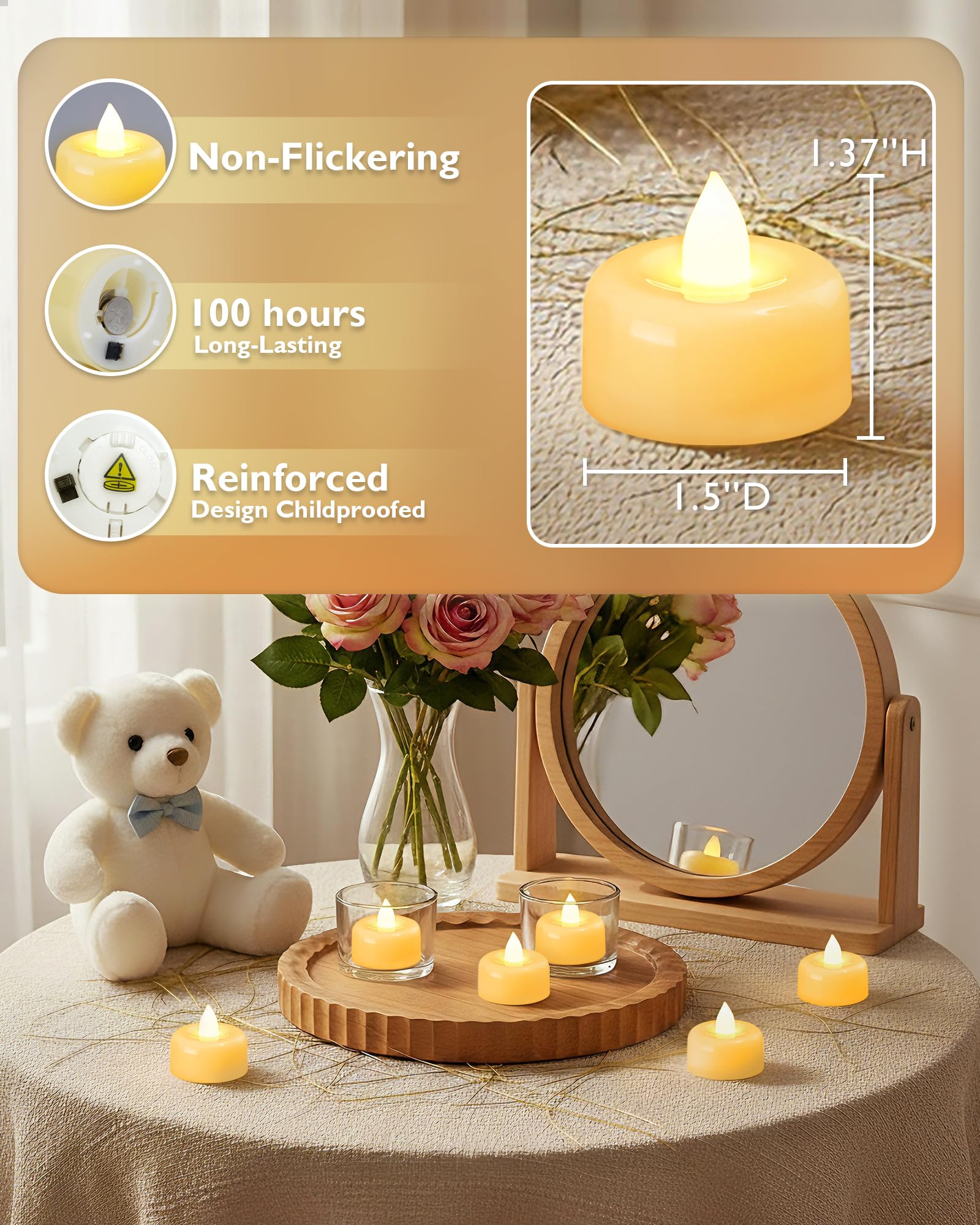 Amagic tealights with easy switch on off for quick setup