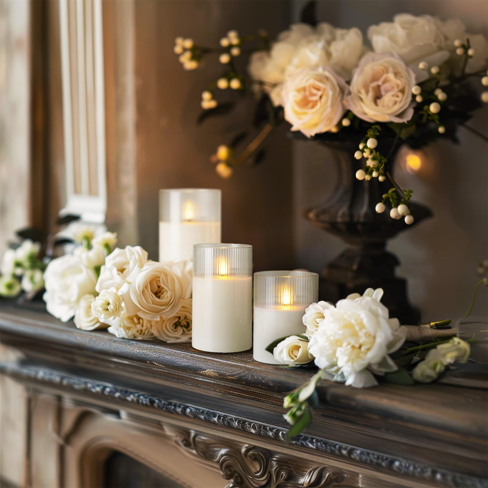 Amagic unscented wax candle offers safe, non-toxic glow.