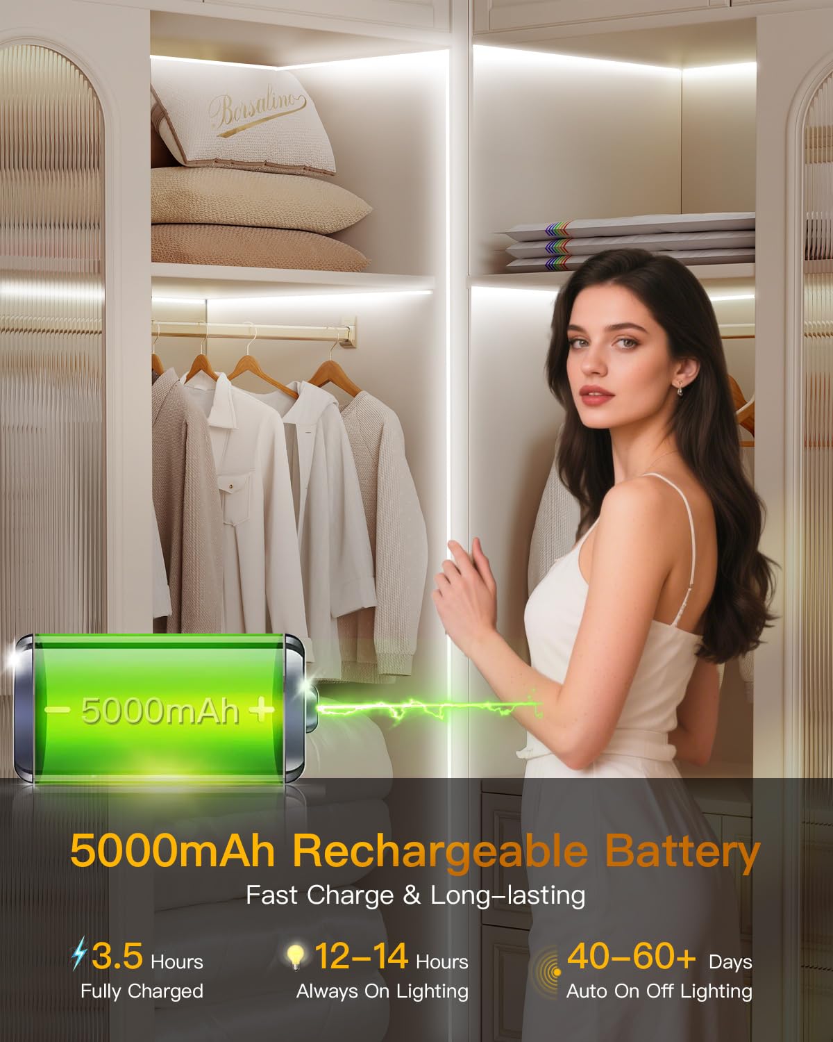 Amagle 5000mAh battery powers strips for hours between charges