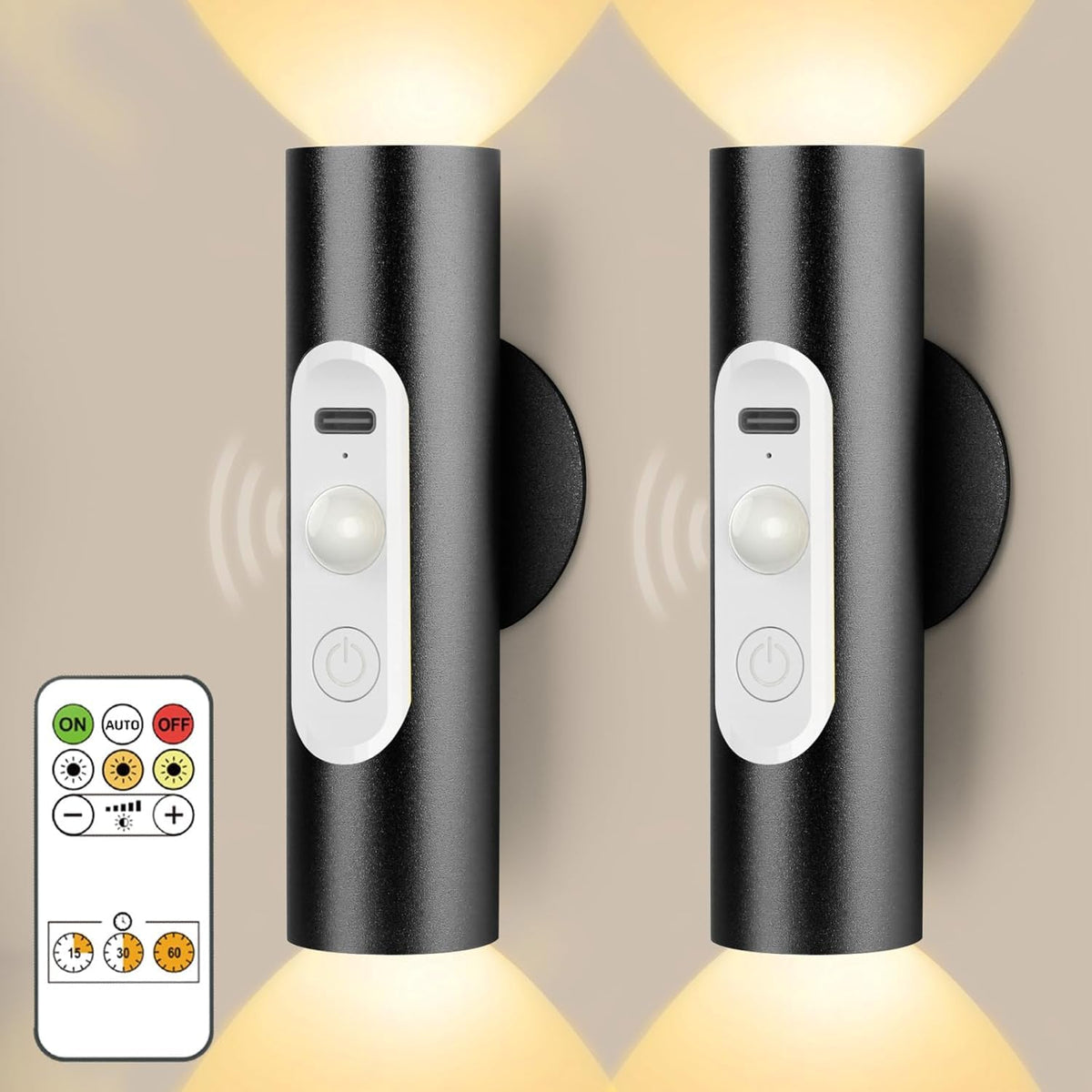 Amagle battery-operated wall sconce set 2 enabling wireless installation and easy night-time lighting.