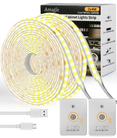 Amagle under-cabinet light strip mounted on wall for even kitchen illumination