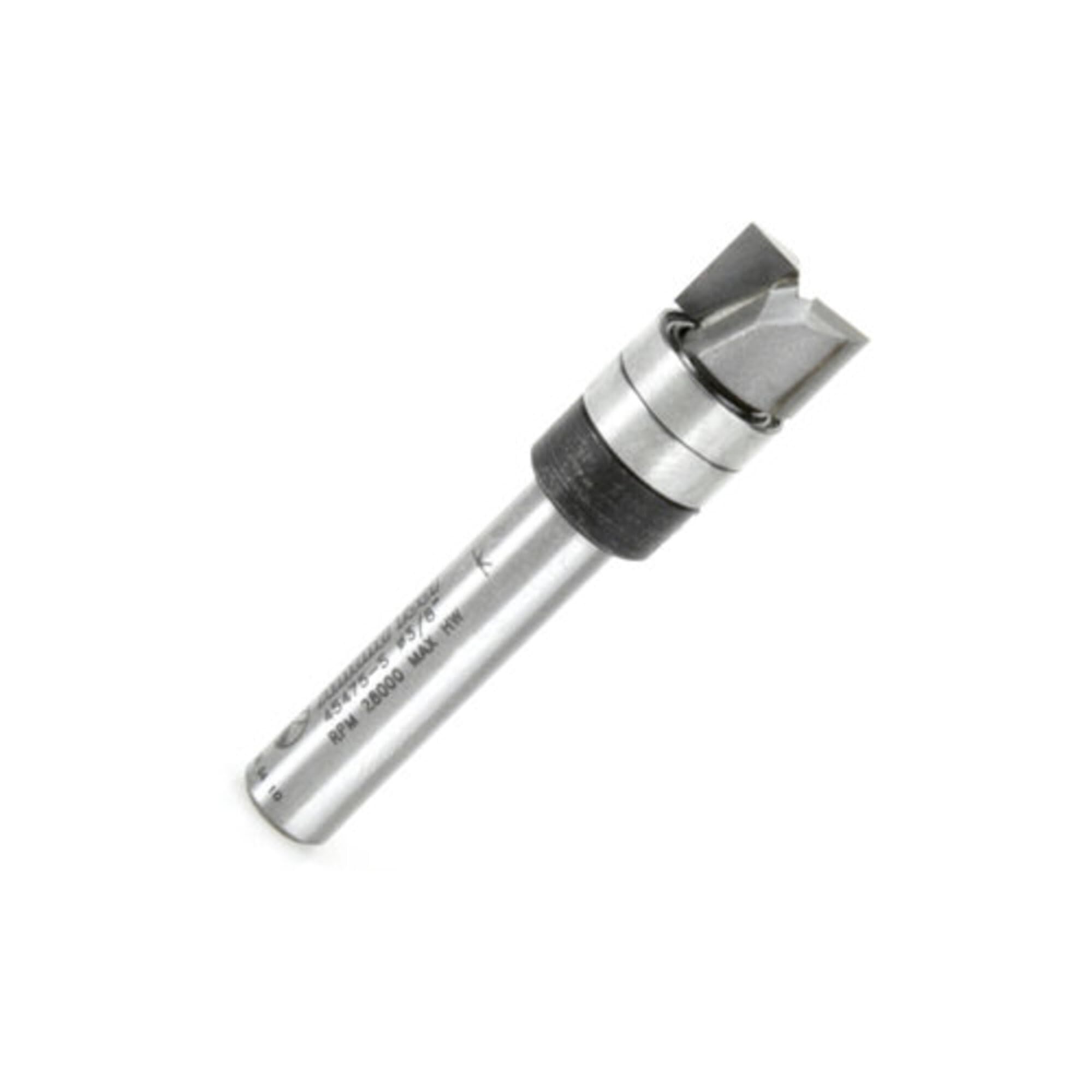 Amana Tool 45475-S carbide tipped flush trim plunge bit for precise pattern routing and edge-following.