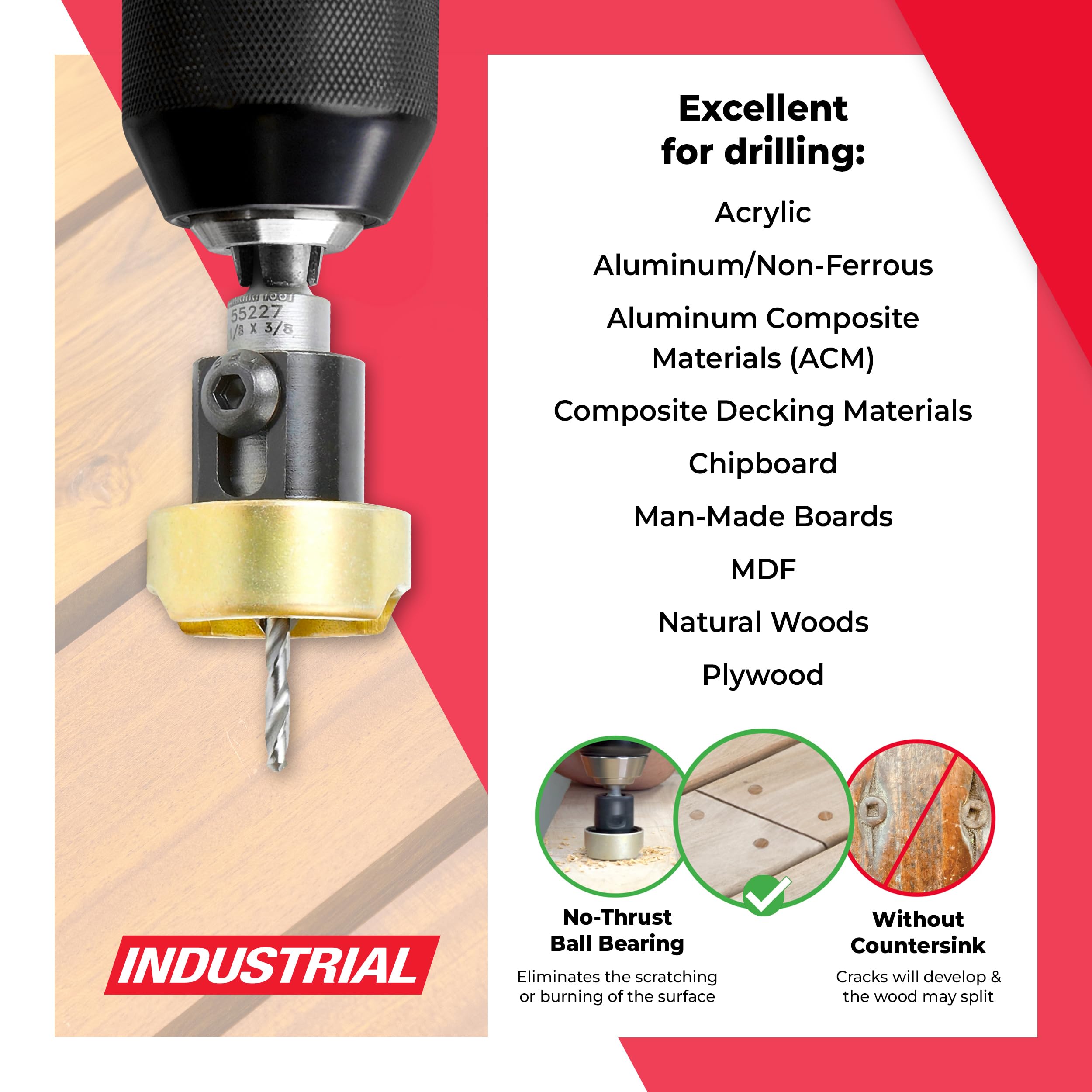 Amana Tool 55227 no-thrust ball bearing for smooth feeds