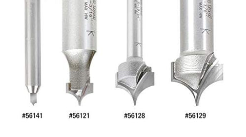 Amana Tool 56125 solid carbide shank closeup highlights 1/4 inch shank compatibility