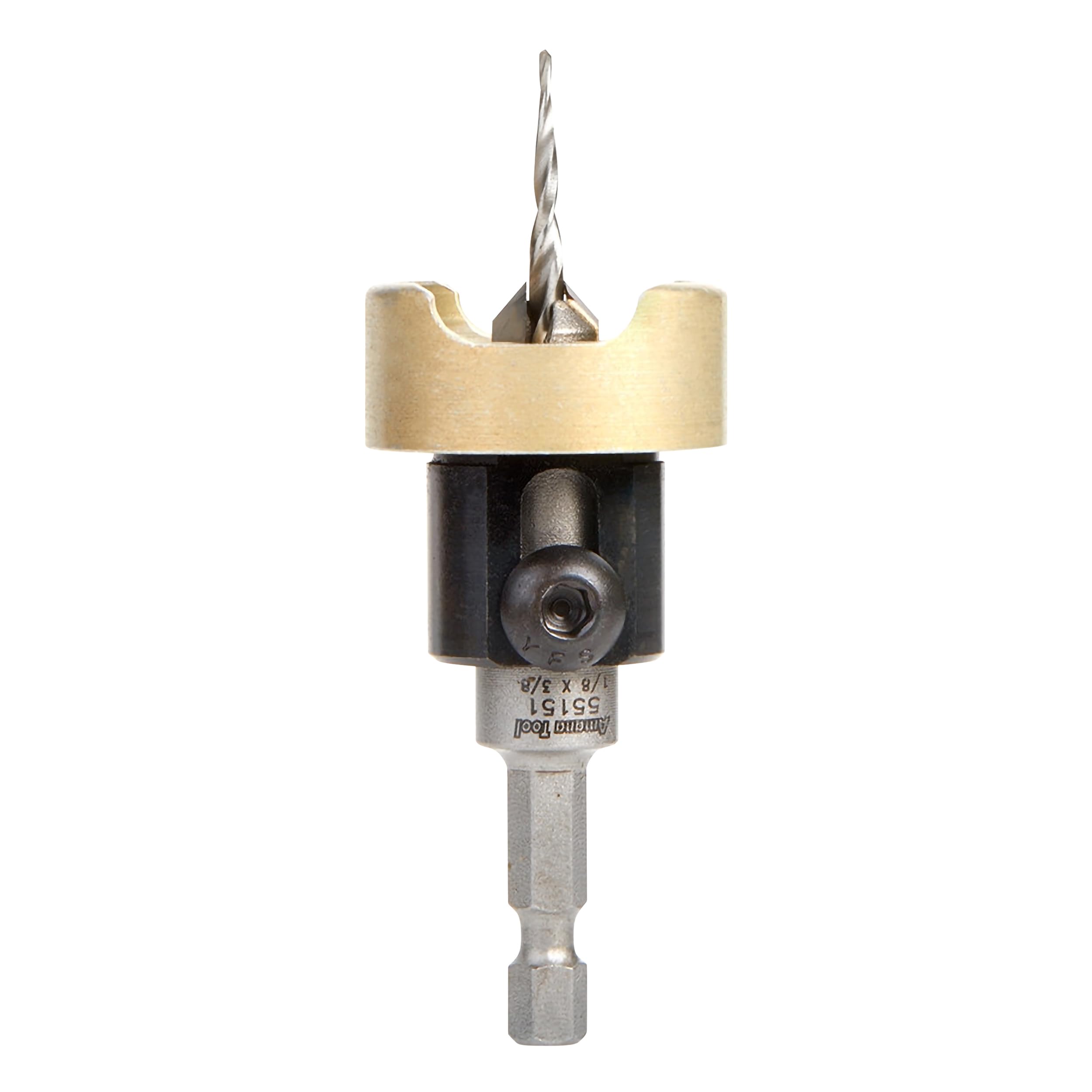 Amana Tool 82-degree countersink collar with depth stop for precise, scratch-free depth control.