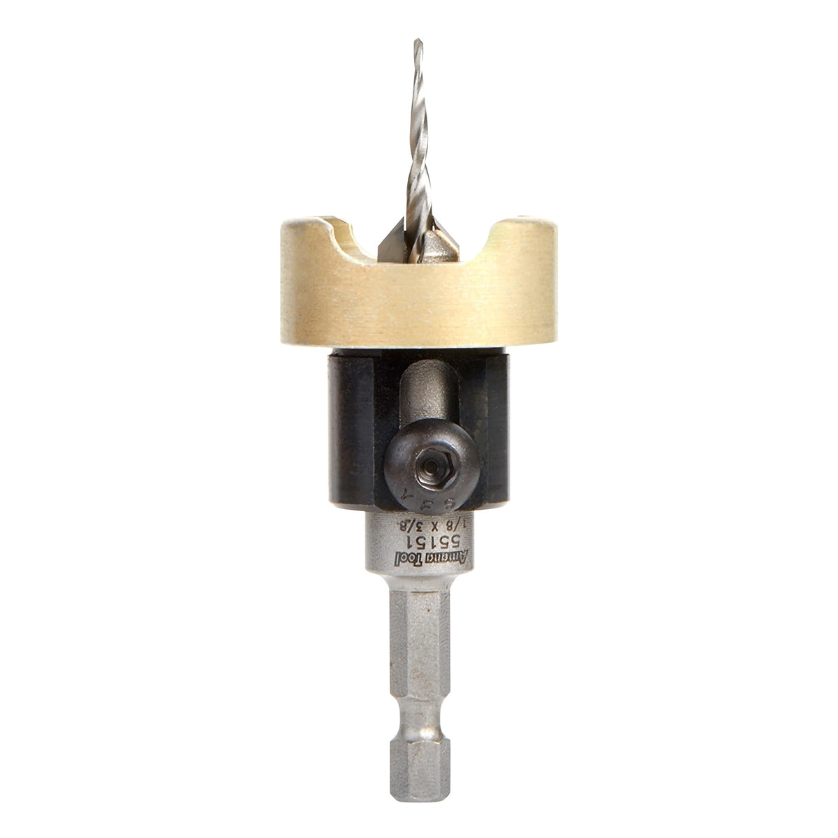 Amana Tool 82-degree countersink collar with depth stop for precise, scratch-free depth control.