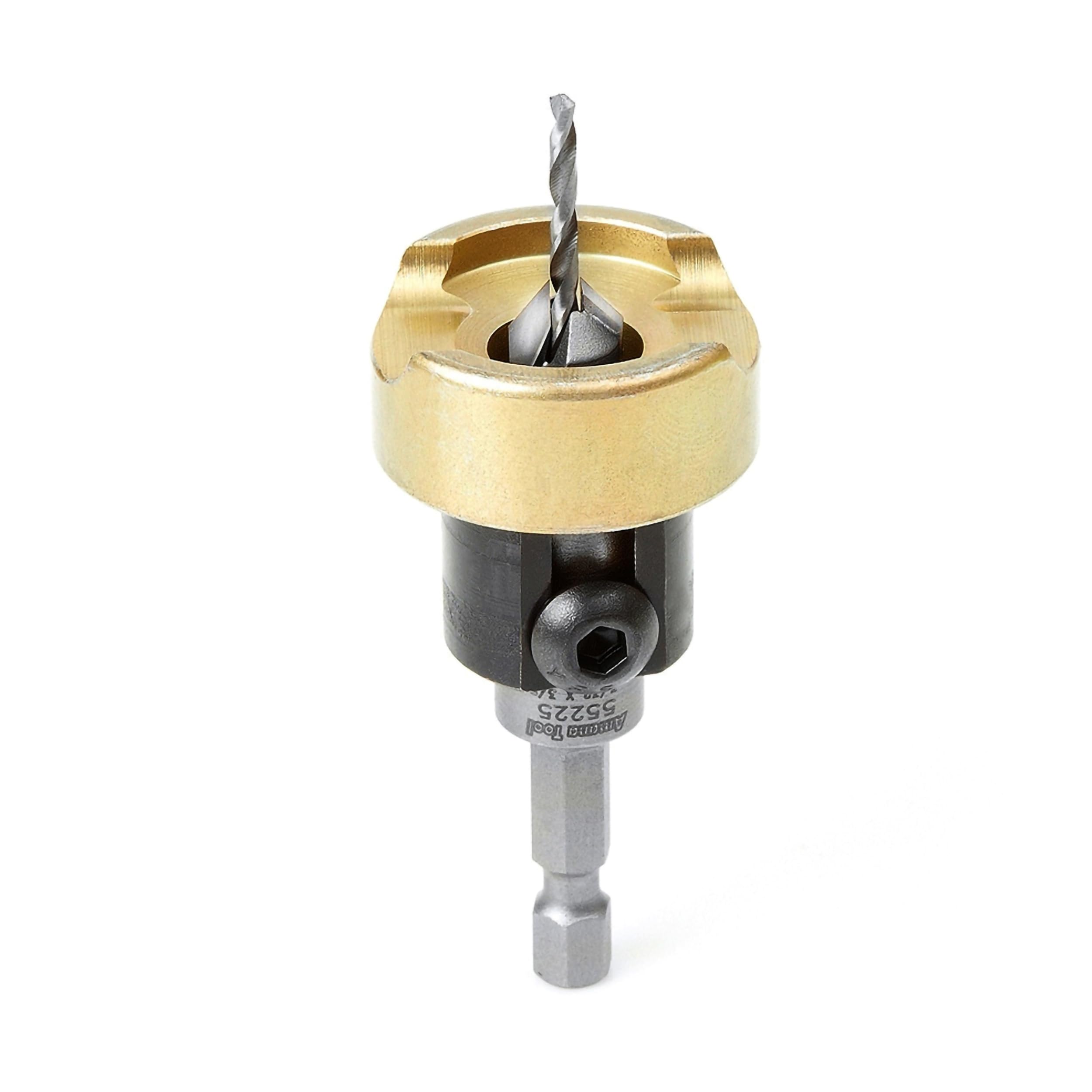 Amana Tool 82-degree countersink with depth-stop for precise, clean countersinking.