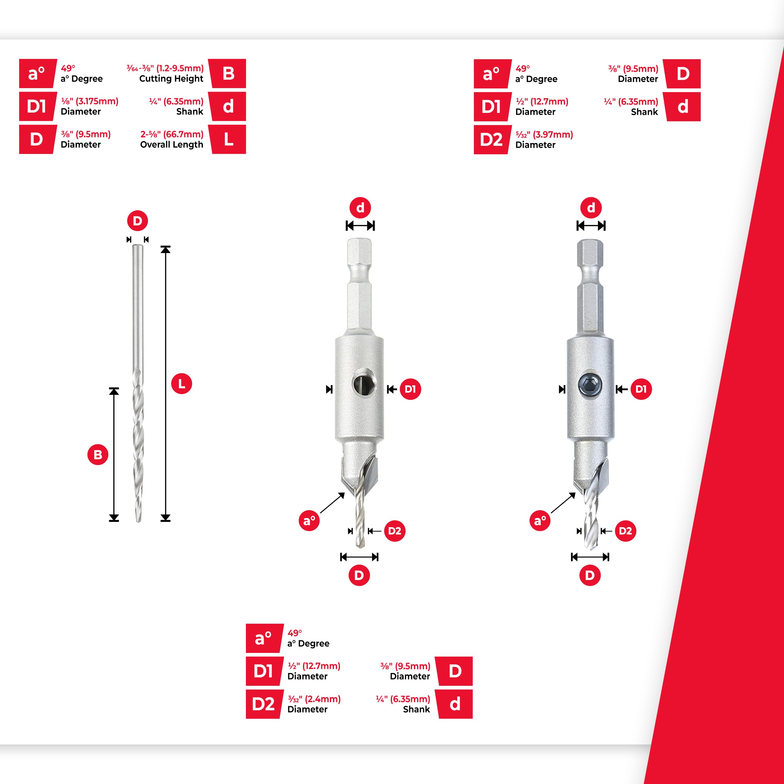 Amana Tool no-thrust ball bearing detail reduces drill drift.