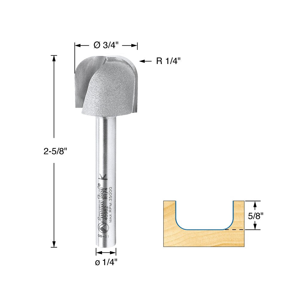 Amana Tool bowl and tray plunge bit showing vertical walls for precise edges