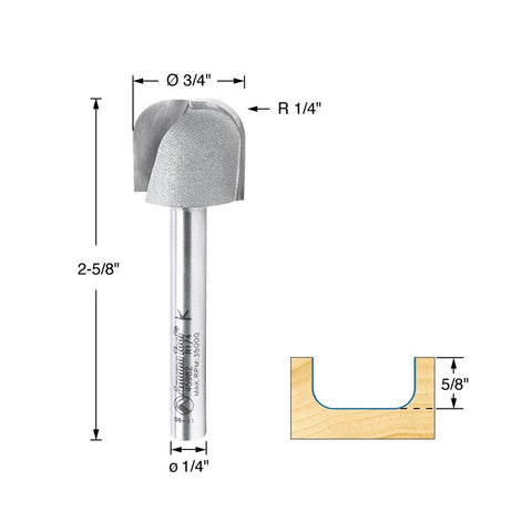 Amana Tool bowl and tray plunge bit showing vertical walls for precise edges