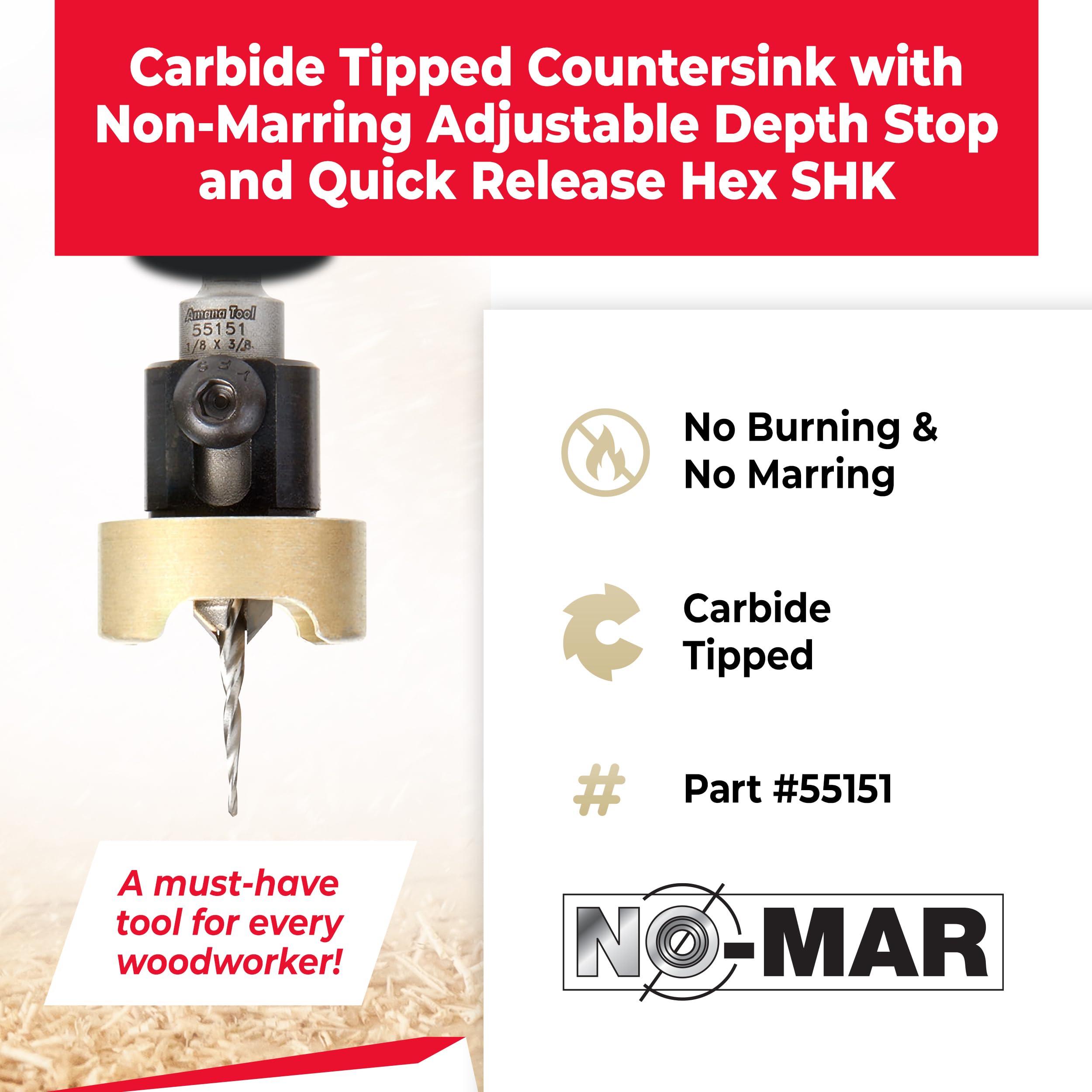 Amana Tool HSS M2 drill bit fully grounded for clean holes in wood and composites.