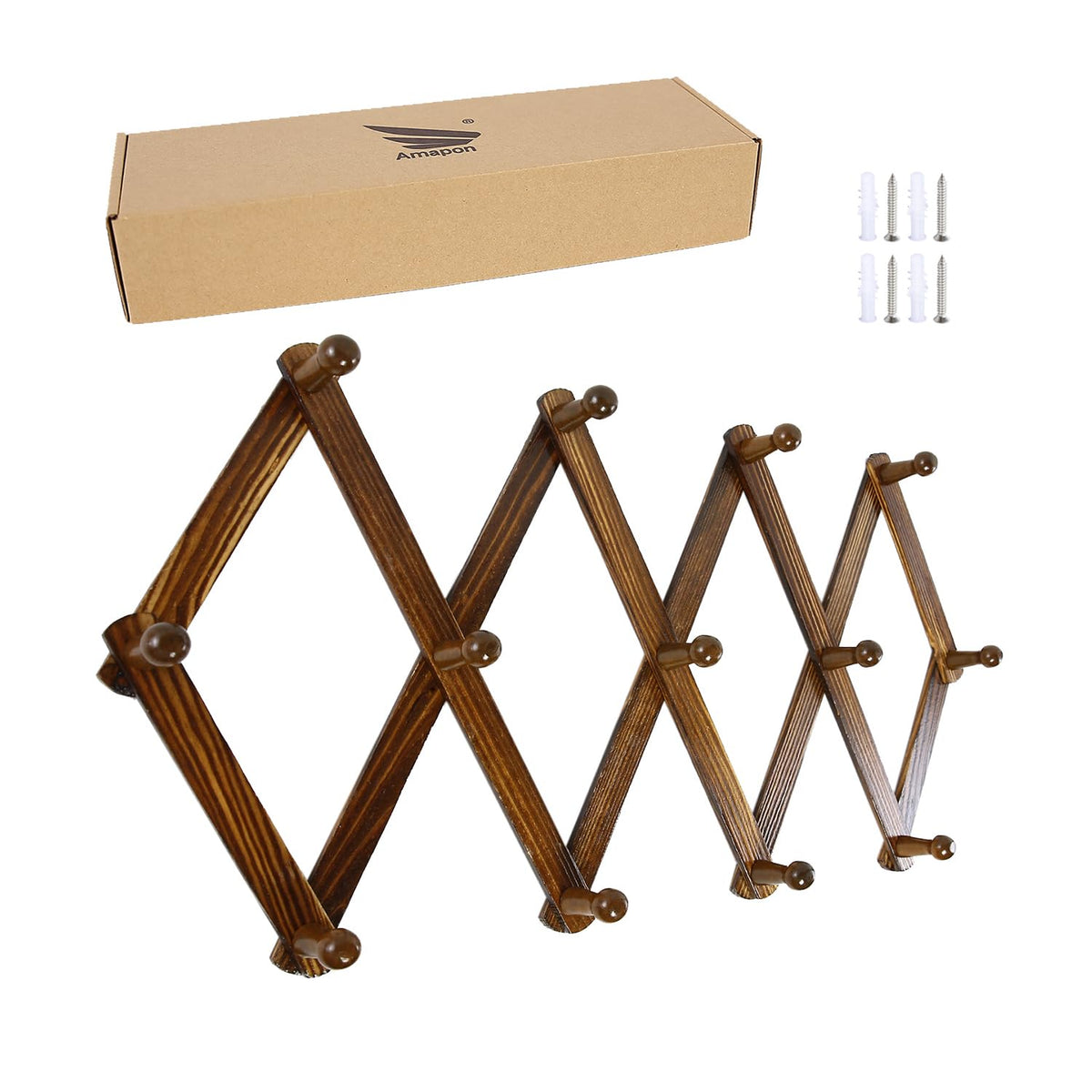 AMAPON accordion coat rack wall-mount with 13 pegs keeps coats organized and saves space.