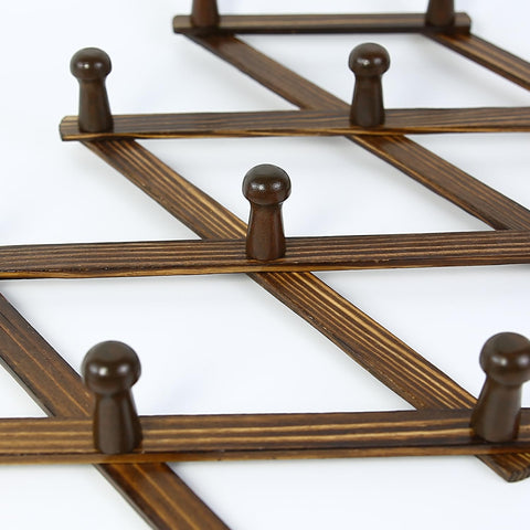 AMAPON wooden coat rack closeup shows natural lacquer and walnut tones.