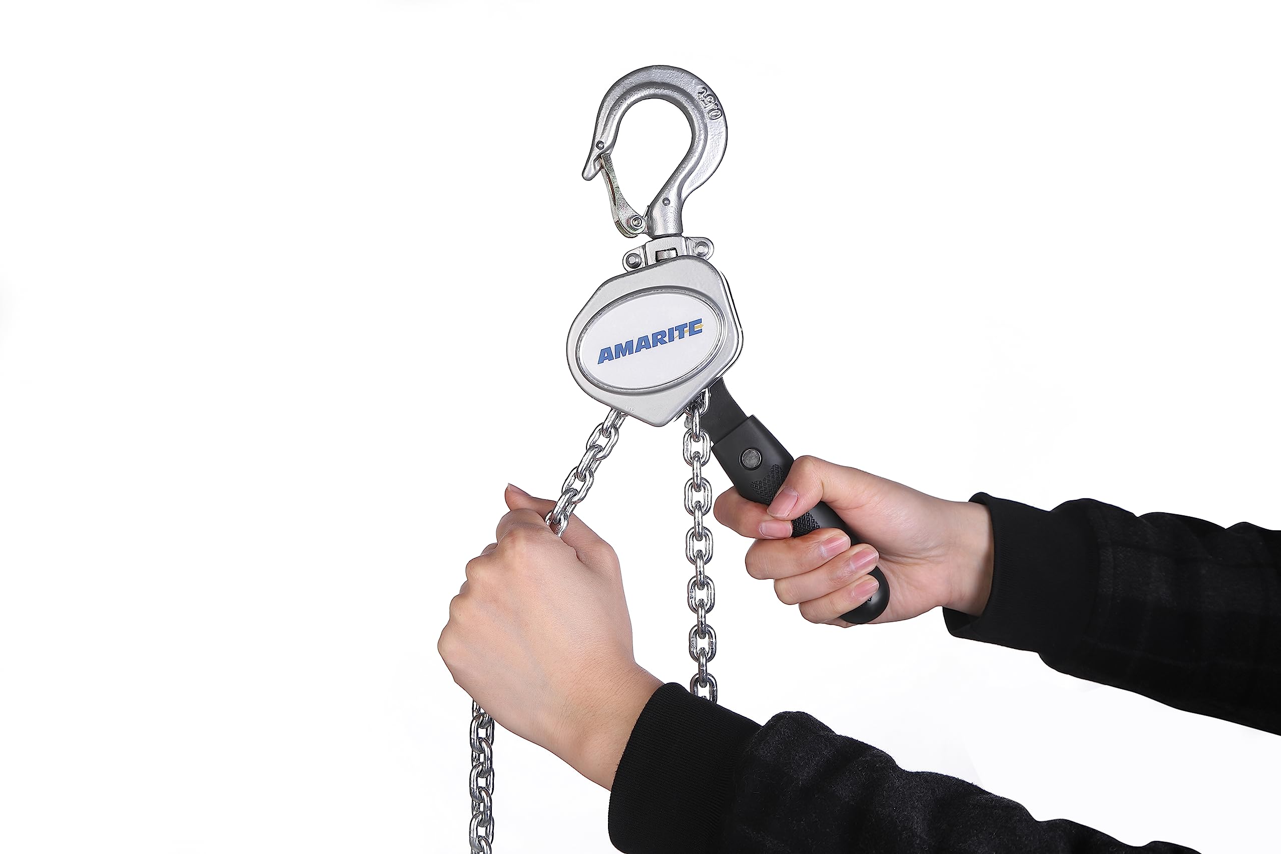 Amarite half-ton capacity hoist ready for demanding lifting in construction settings.