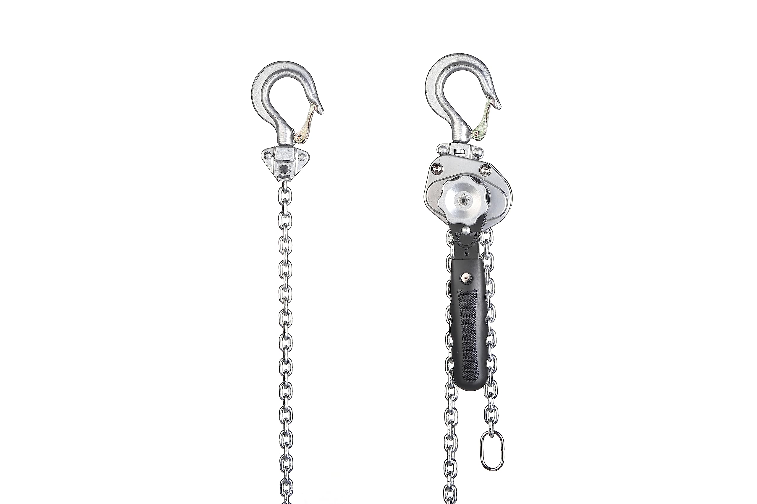Amarite hoist showing 360° rotating hook for flexible load positioning.