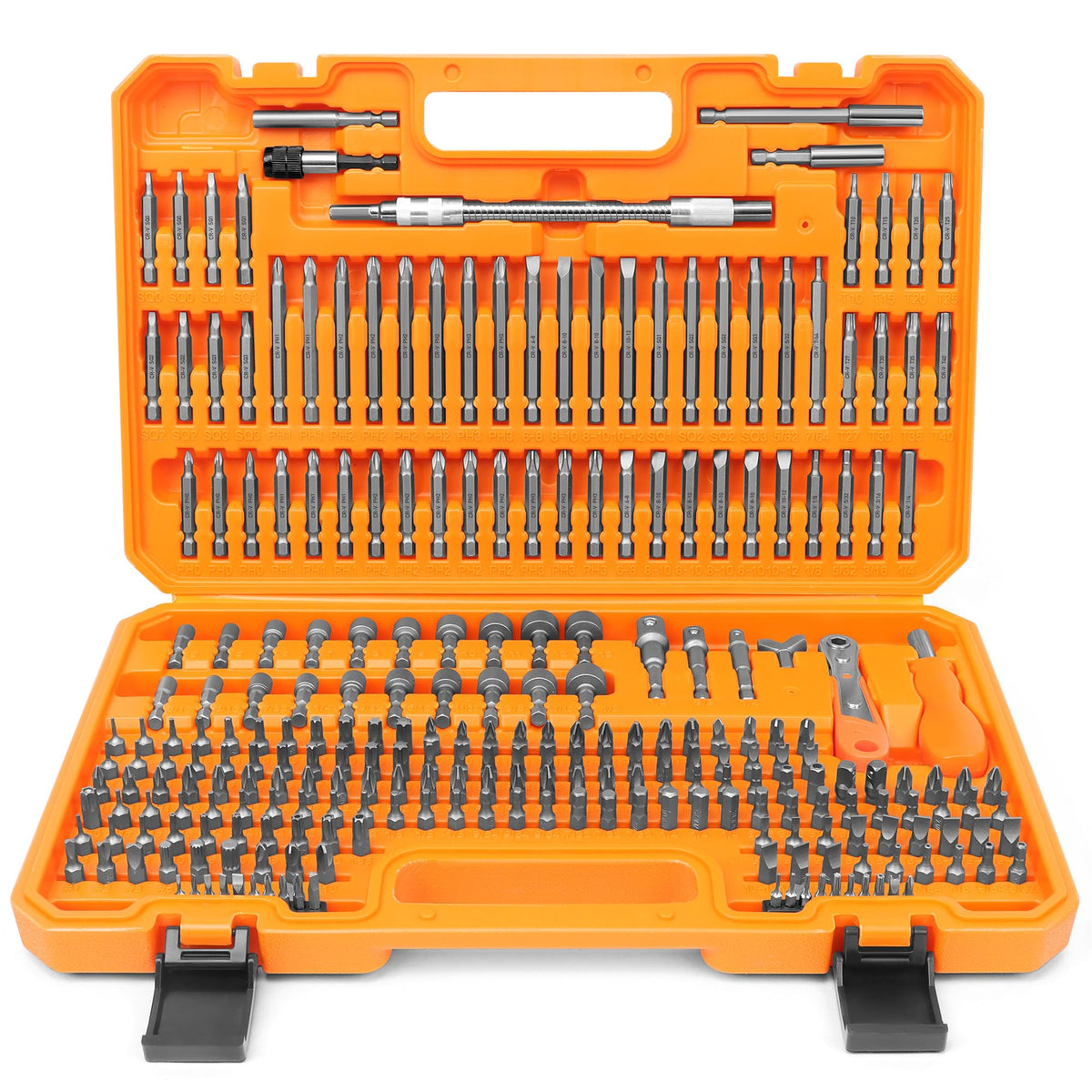 Amartisan 258-piece set in orange case for organized DIY screwdriving tasks