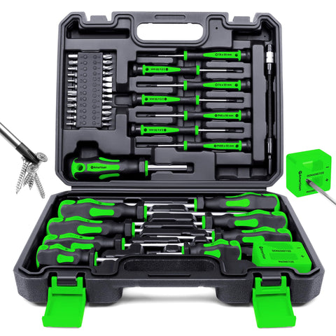 Amartisan 43 piece magnetic screwdriver set in case, organized for quick access and transport.