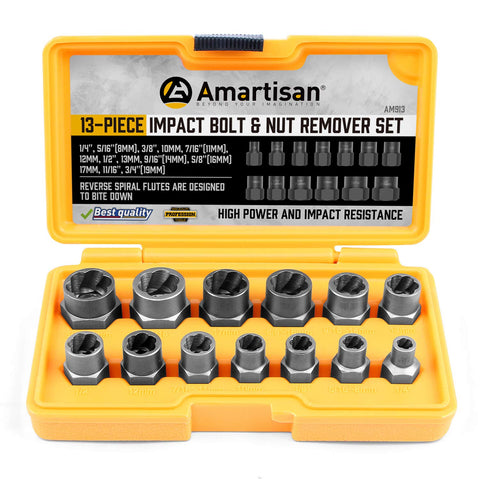 Amartisan Impact Bolt Extractor Set displayed for versatile bolt removal applications.