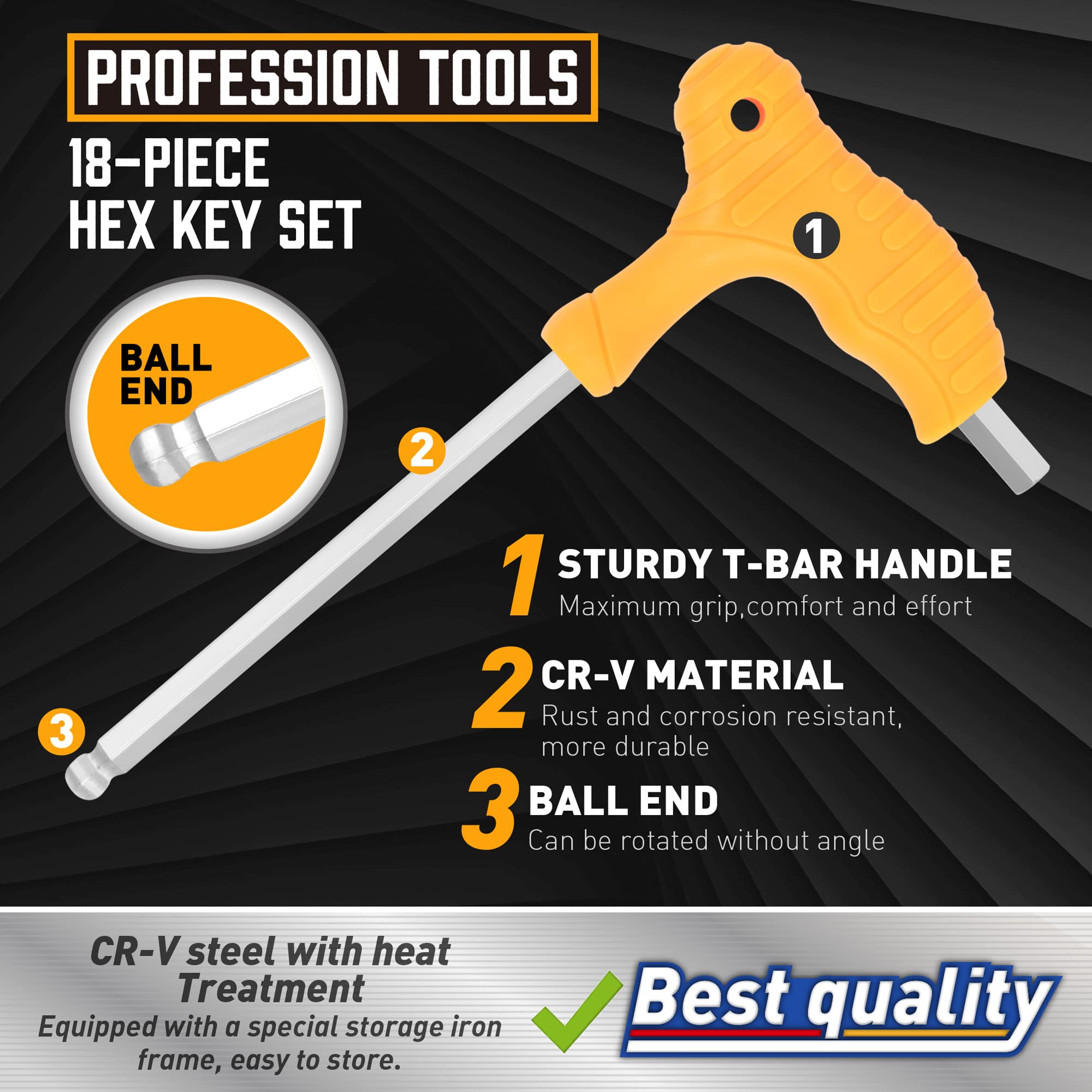 Amartisan long-arm ball-end hex wrenches for hard-to-reach bolts.